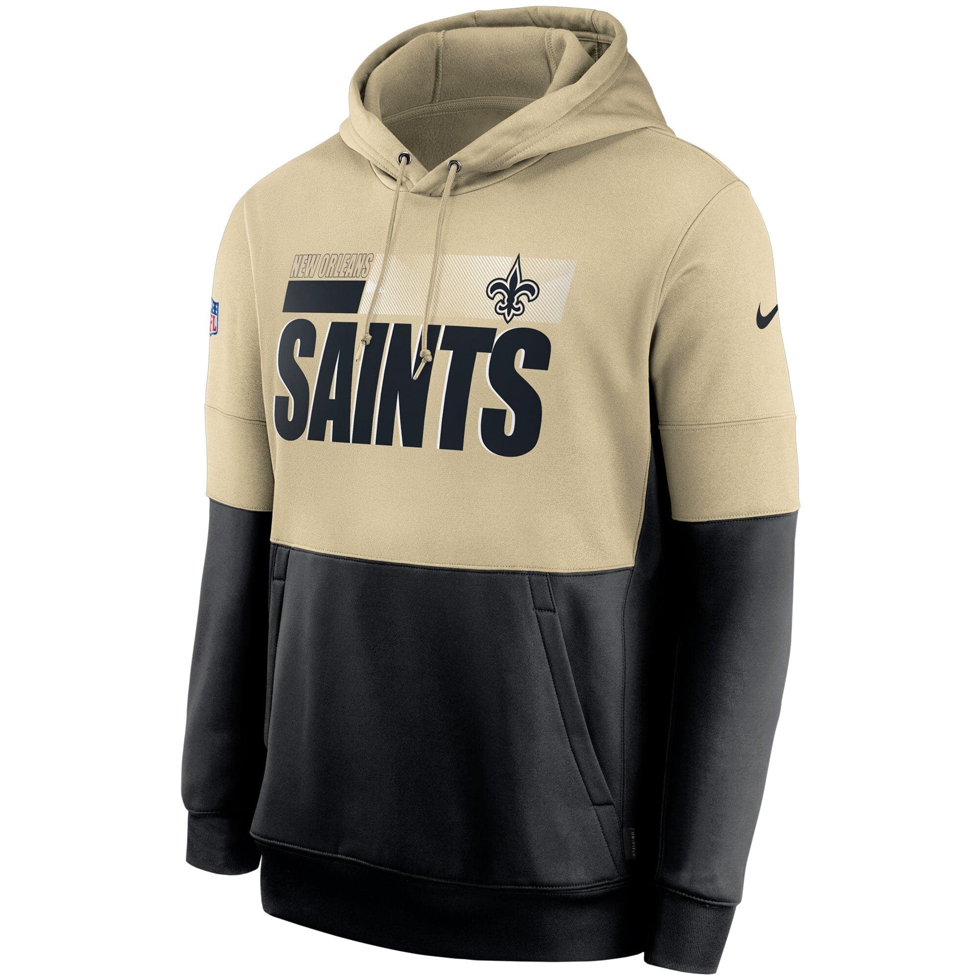 New Orleans Saints Nike NFL TN Lockup Therma Hoodie Jumper - Gold/Black