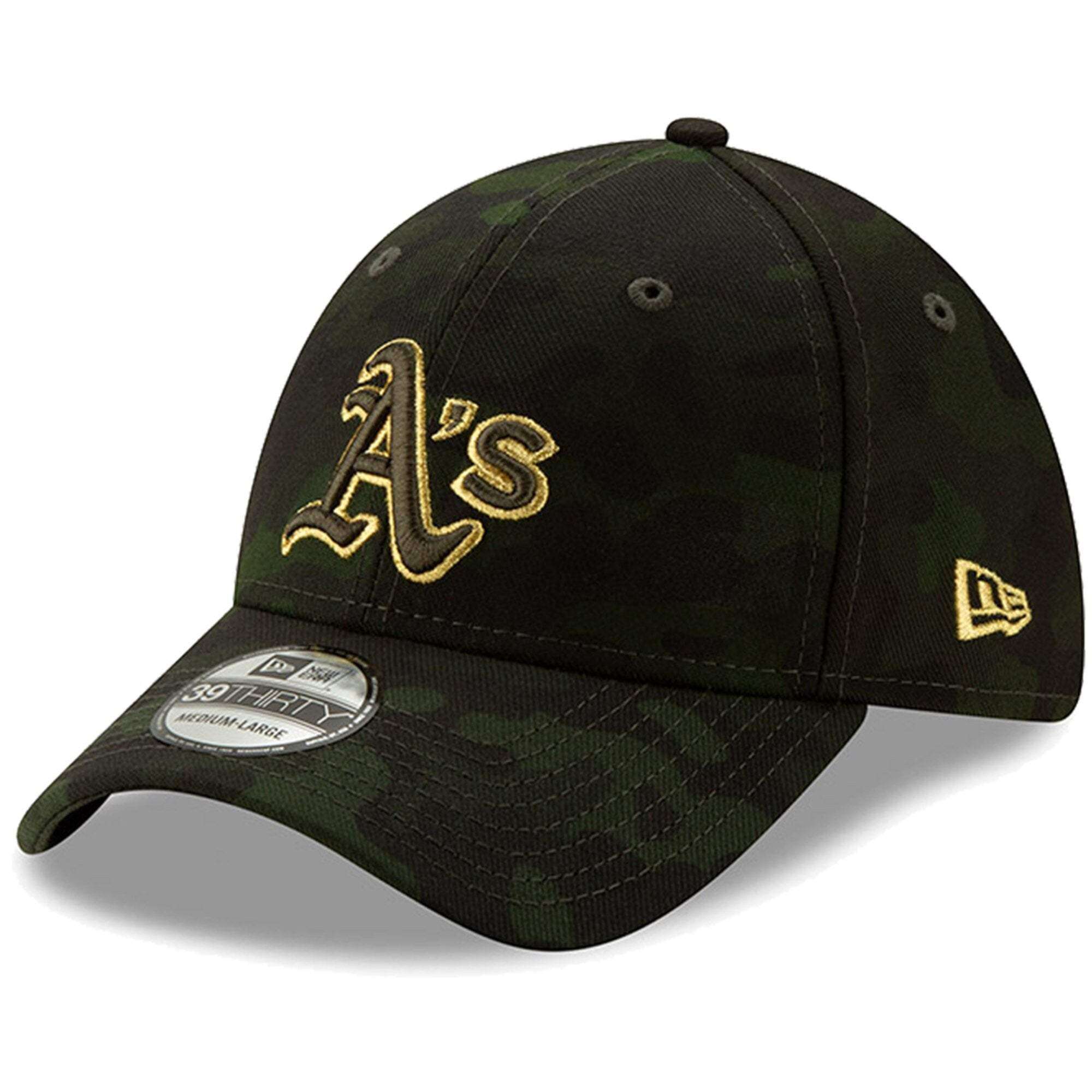 Oakland Athletics New Era MLB 2019 Armed Forces 39THIRTY Stretch Fit Curved Hat - Camo