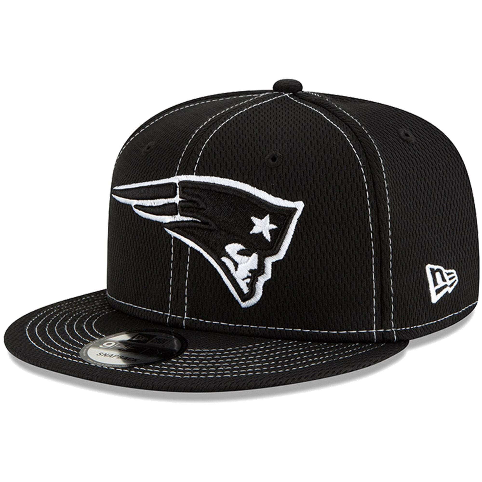 New England Patriots New Era NFL 2019 Sideline Road Black & White 9FIFTY Snapback Hat