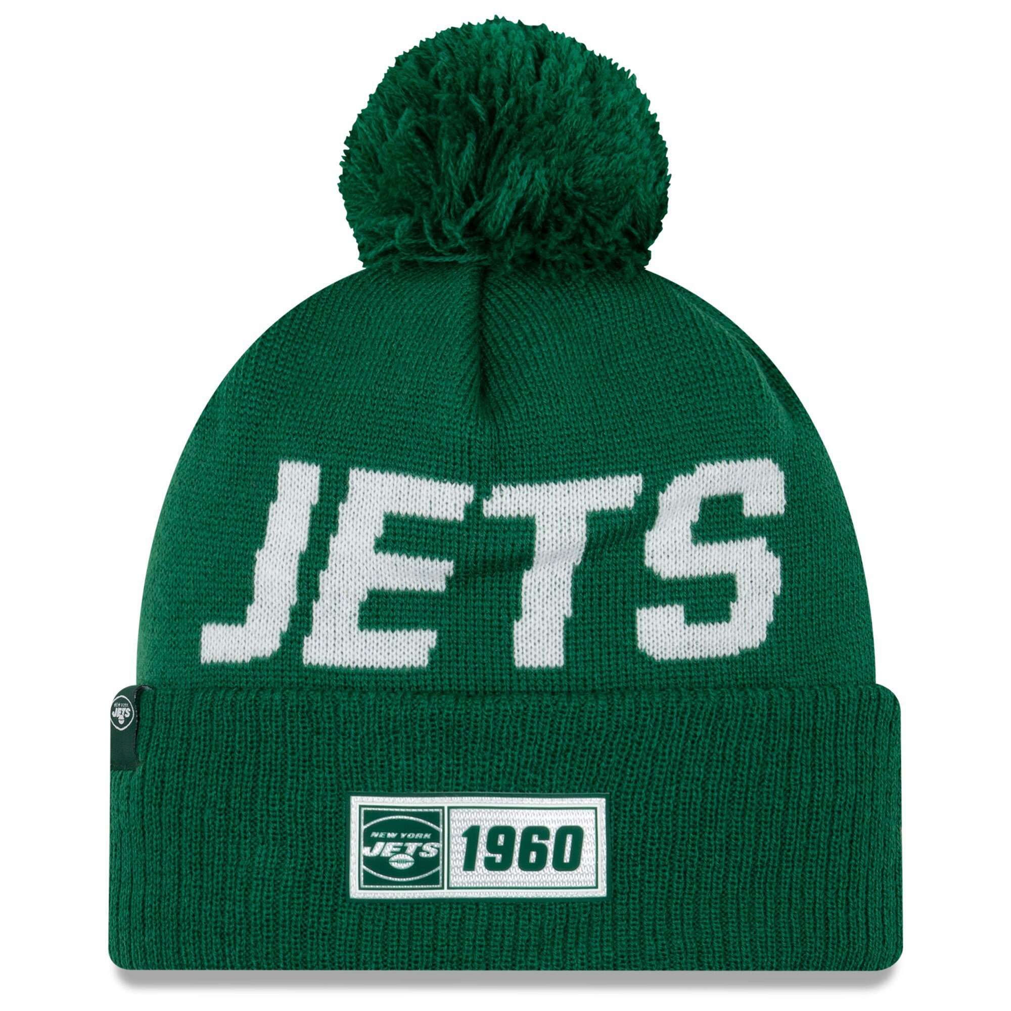 New York Jets New Era NFL 2019 Sideline Road Knit Beanie - Green