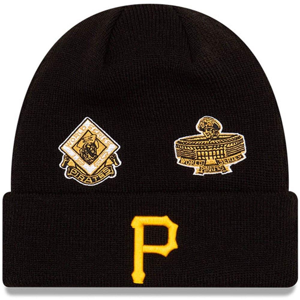 Pittsburgh Pirates New Era MLB All Over Champions Cuffed Knit Beanie - Black