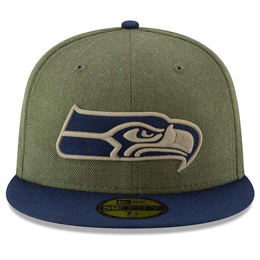 Seattle Seahawks New Era NFL 2018 Salute To Service 59FIFTY Fitted Hat - Olive