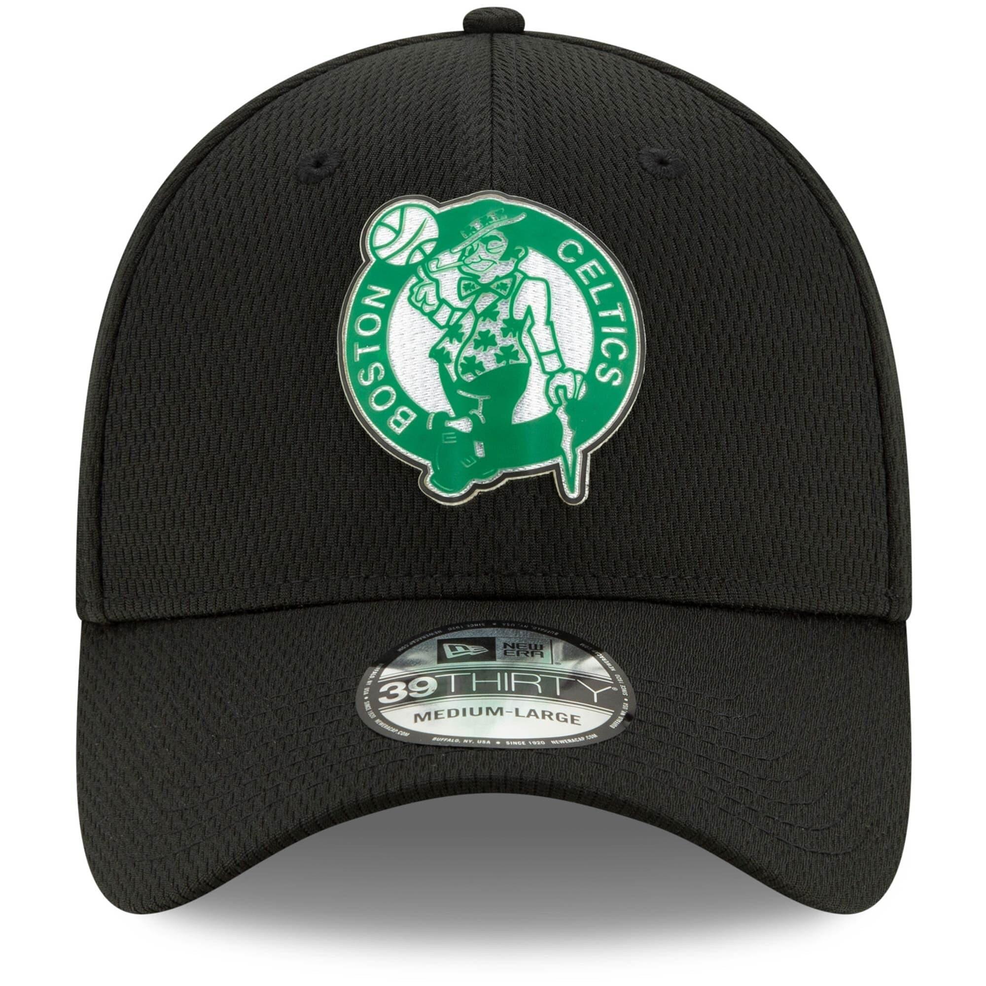 Boston Celtics New Era NBA 2020 Back Half 39THIRTY Flex Fit Curve Hat - Black