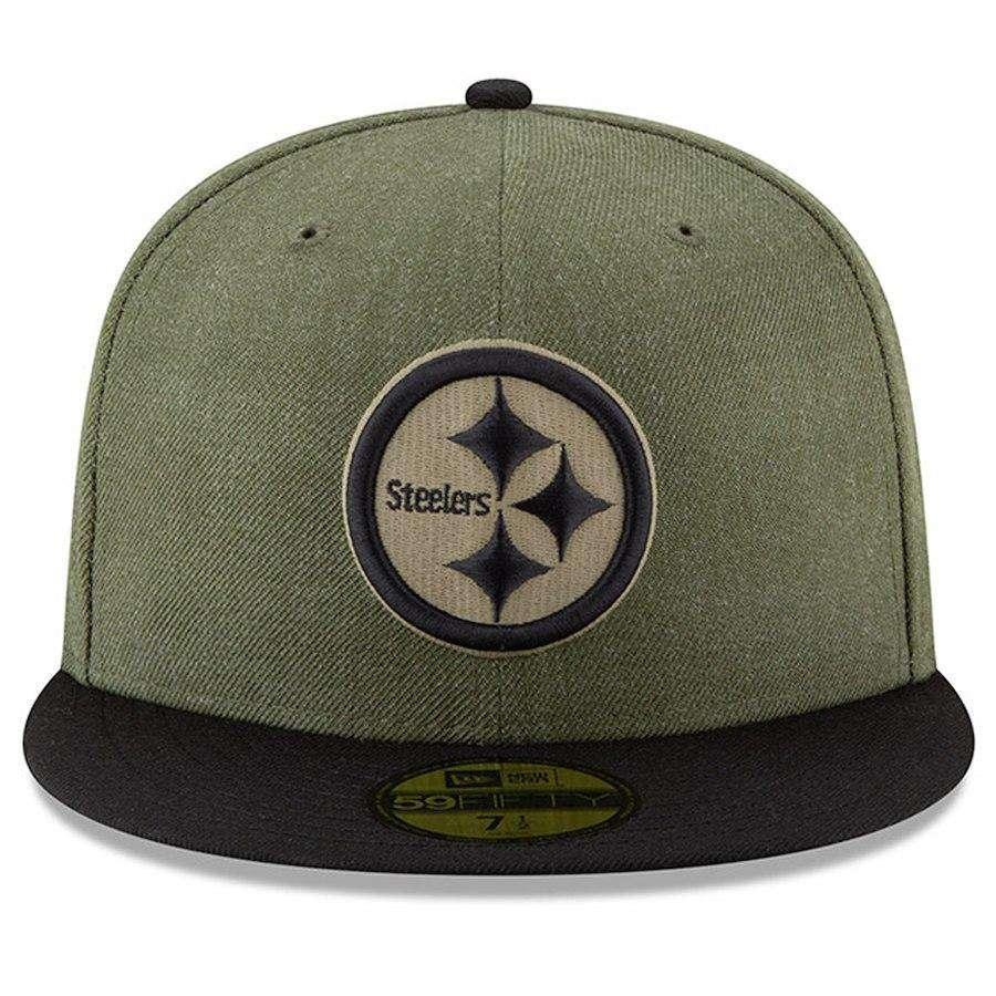 Pittsburgh Steelers New Era NFL 2018 Salute To Service 59FIFTY Fitted Hat - Olive