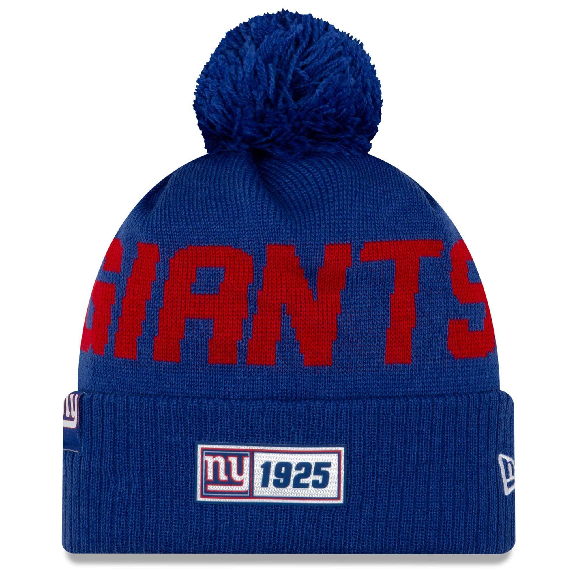 New York Giants New Era NFL 2019 Sideline Road Knit Beanie - Blue
