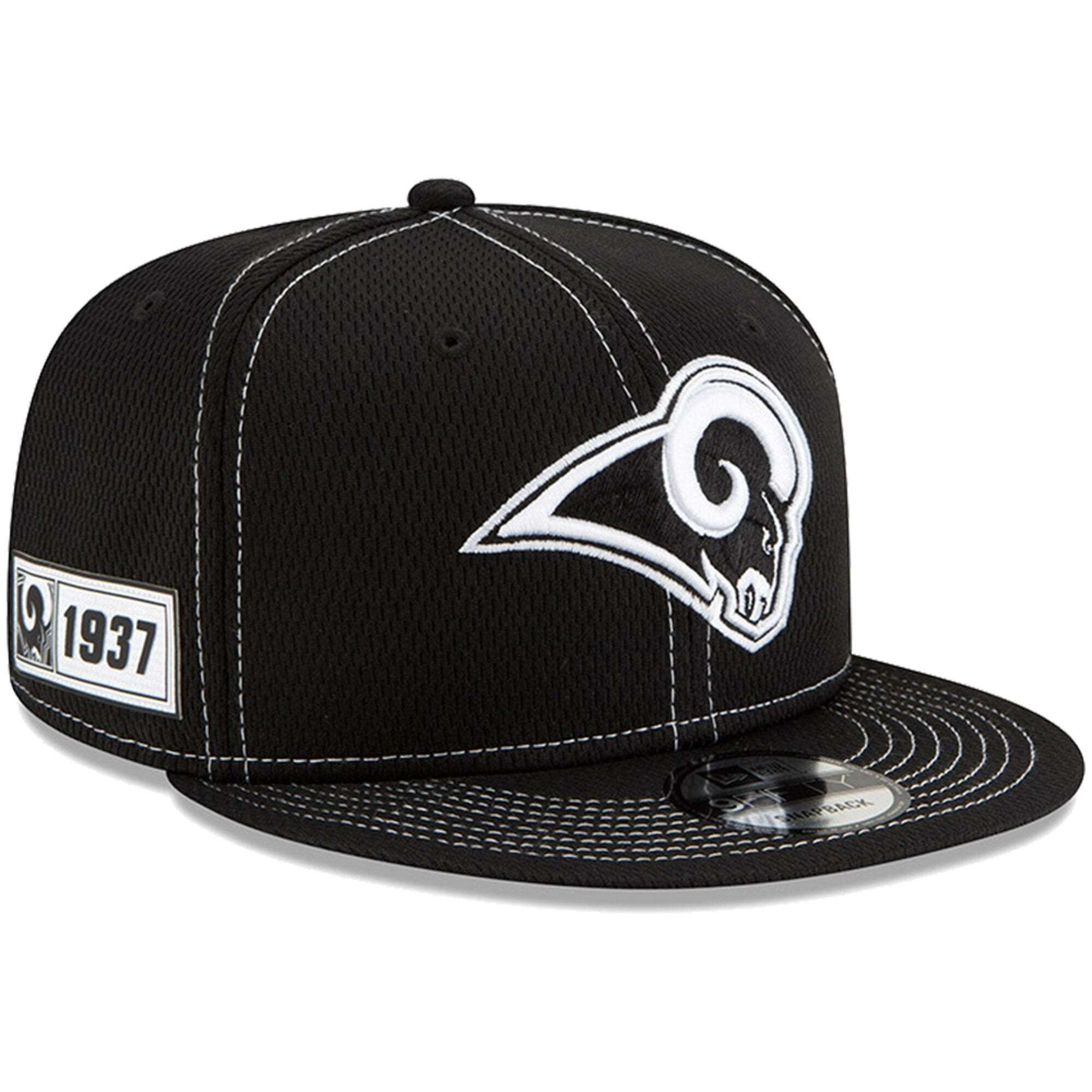 Los Angeles Rams New Era NFL 2019 Sideline Road Black & White 9FIFTY Snapback Hat