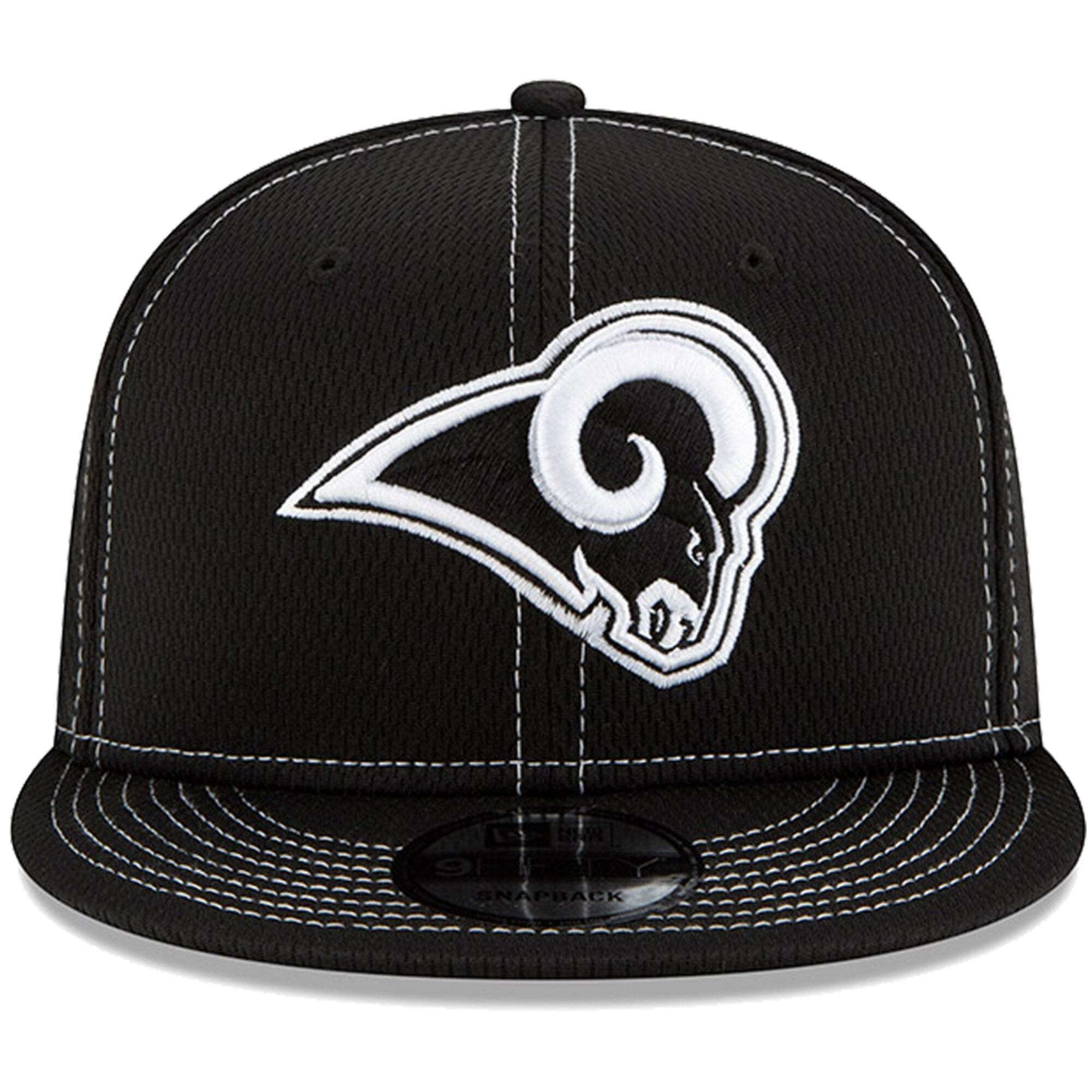 Los Angeles Rams New Era NFL 2019 Sideline Road Black & White 9FIFTY Snapback Hat