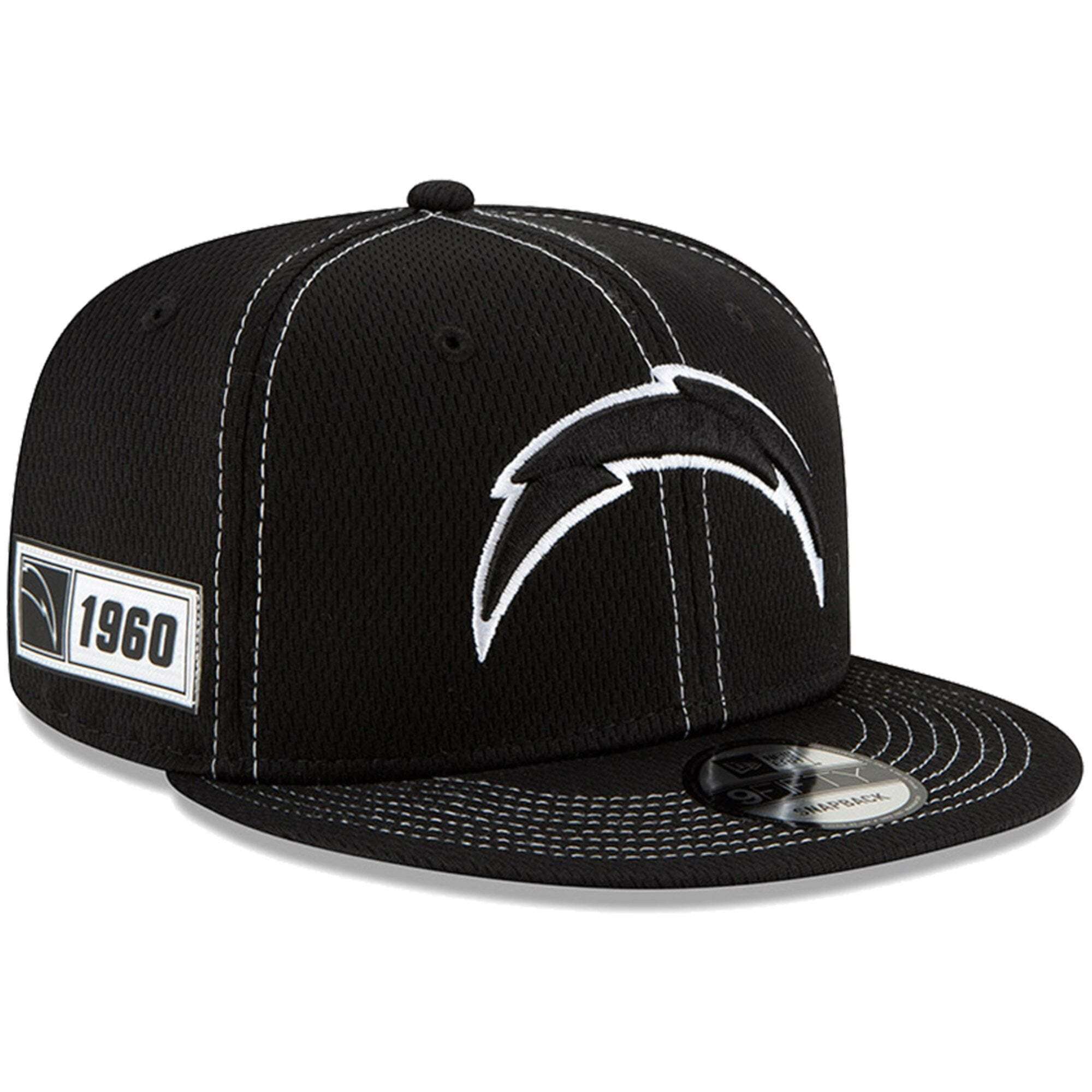 Los Angeles Chargers New Era NFL 2019 Sideline Road Black & White 9FIFTY Snapback Hat