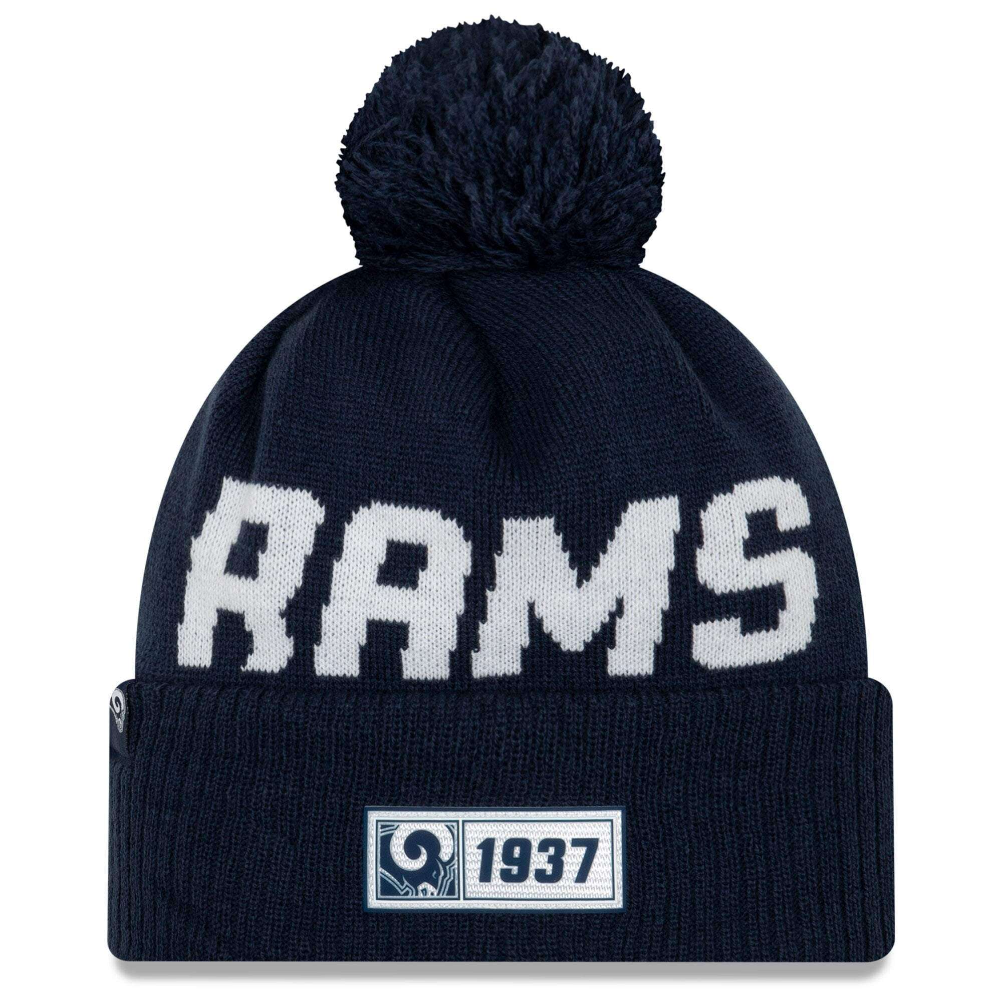 Los Angeles Rams New Era NFL 2019 Sideline Road Knit Beanie - Navy