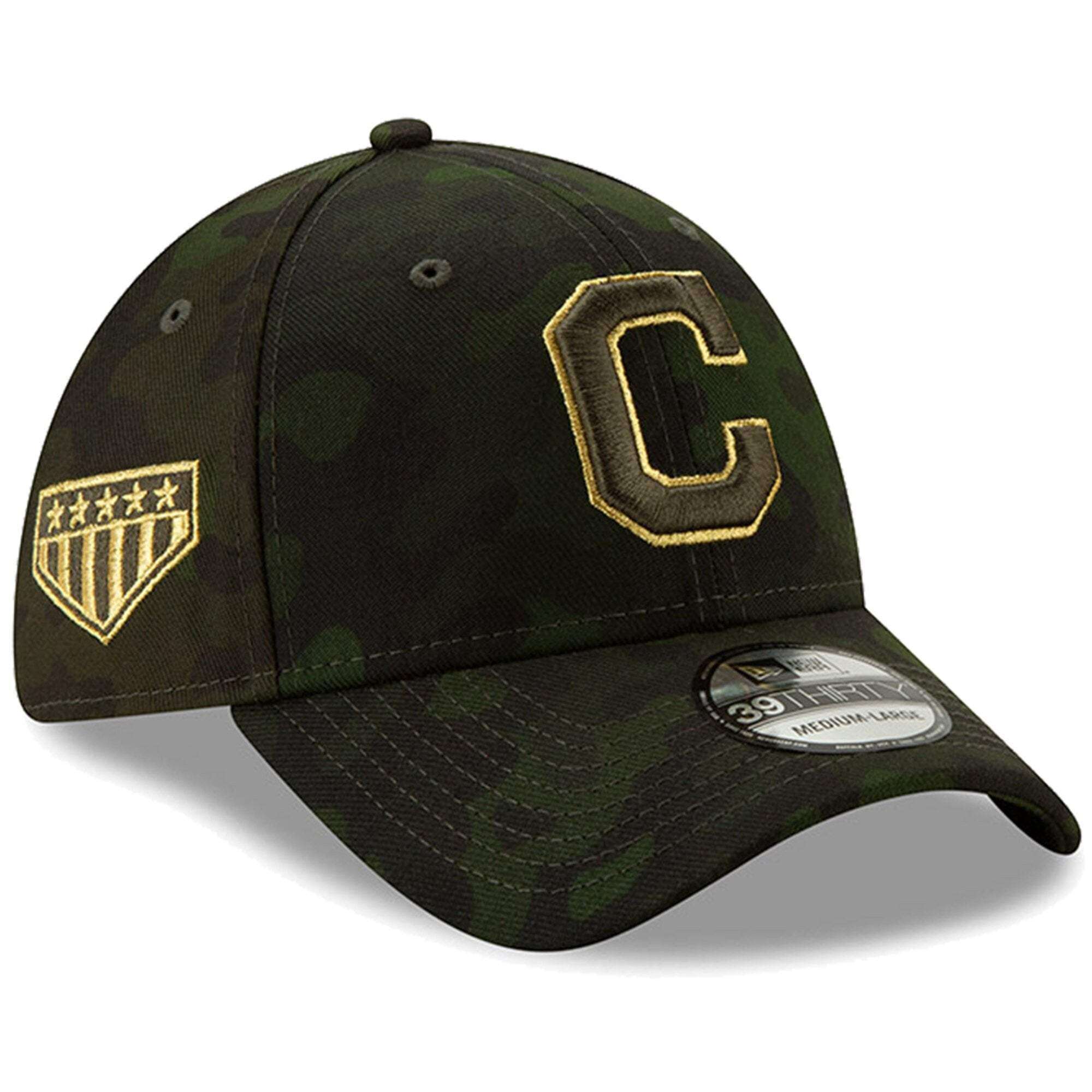 Cleveland Indians New Era MLB 2019 Armed Forces 39THIRTY Stretch Fit Curved Hat - Camo