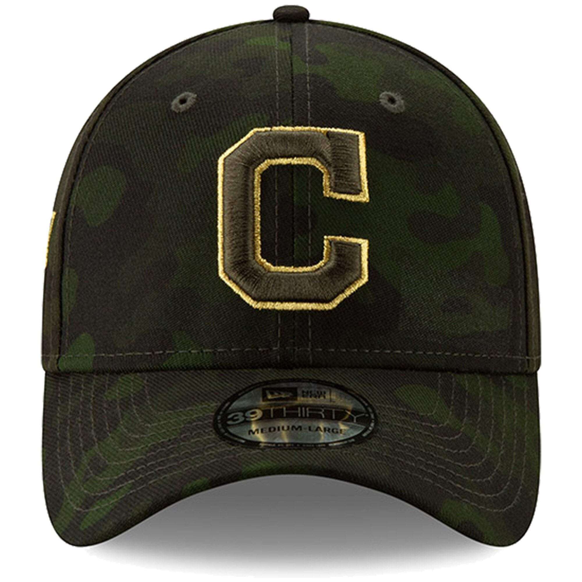 Cleveland Indians New Era MLB 2019 Armed Forces 39THIRTY Stretch Fit Curved Hat - Camo