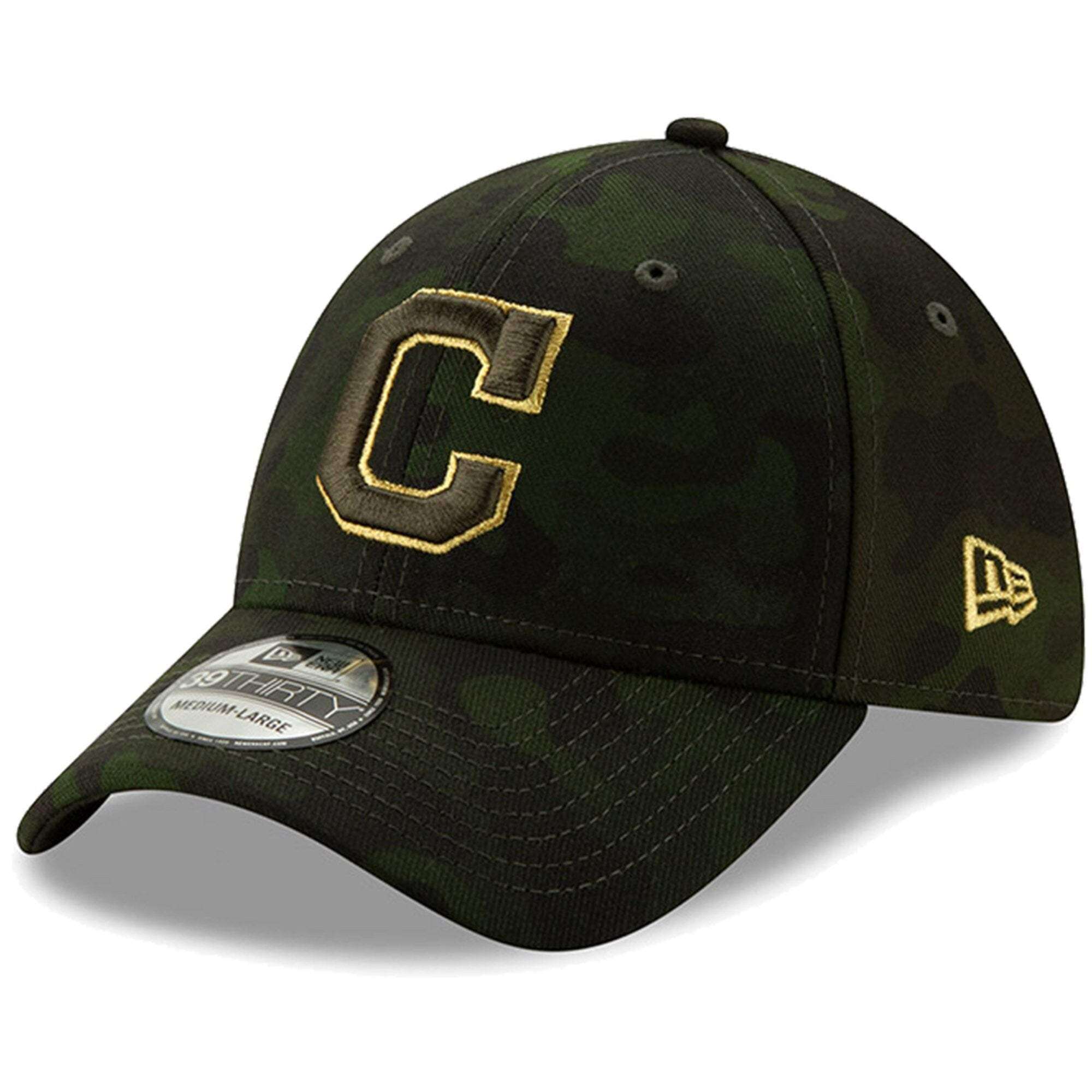 Cleveland Indians New Era MLB 2019 Armed Forces 39THIRTY Stretch Fit Curved Hat - Camo