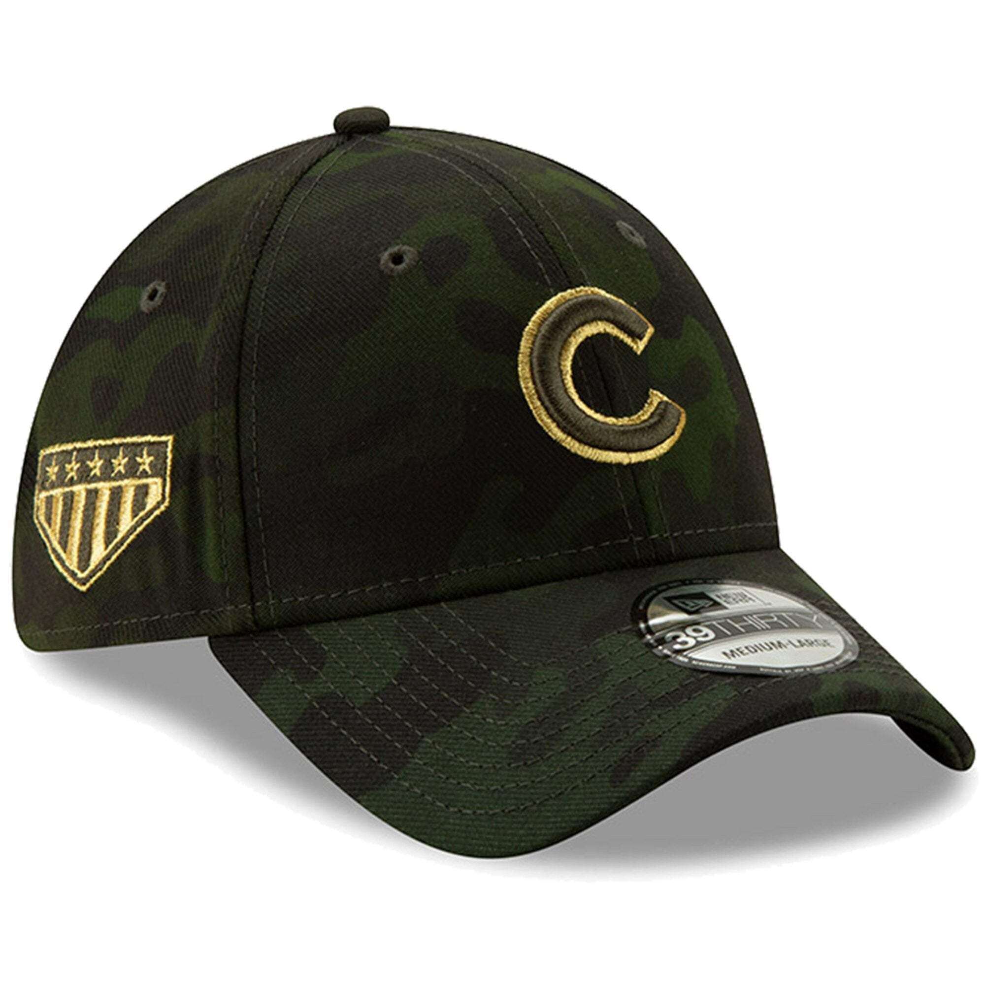 Chicago Cubs New Era MLB 2019 Armed Forces 39THIRTY Stretch Fit Curved Hat - Camo