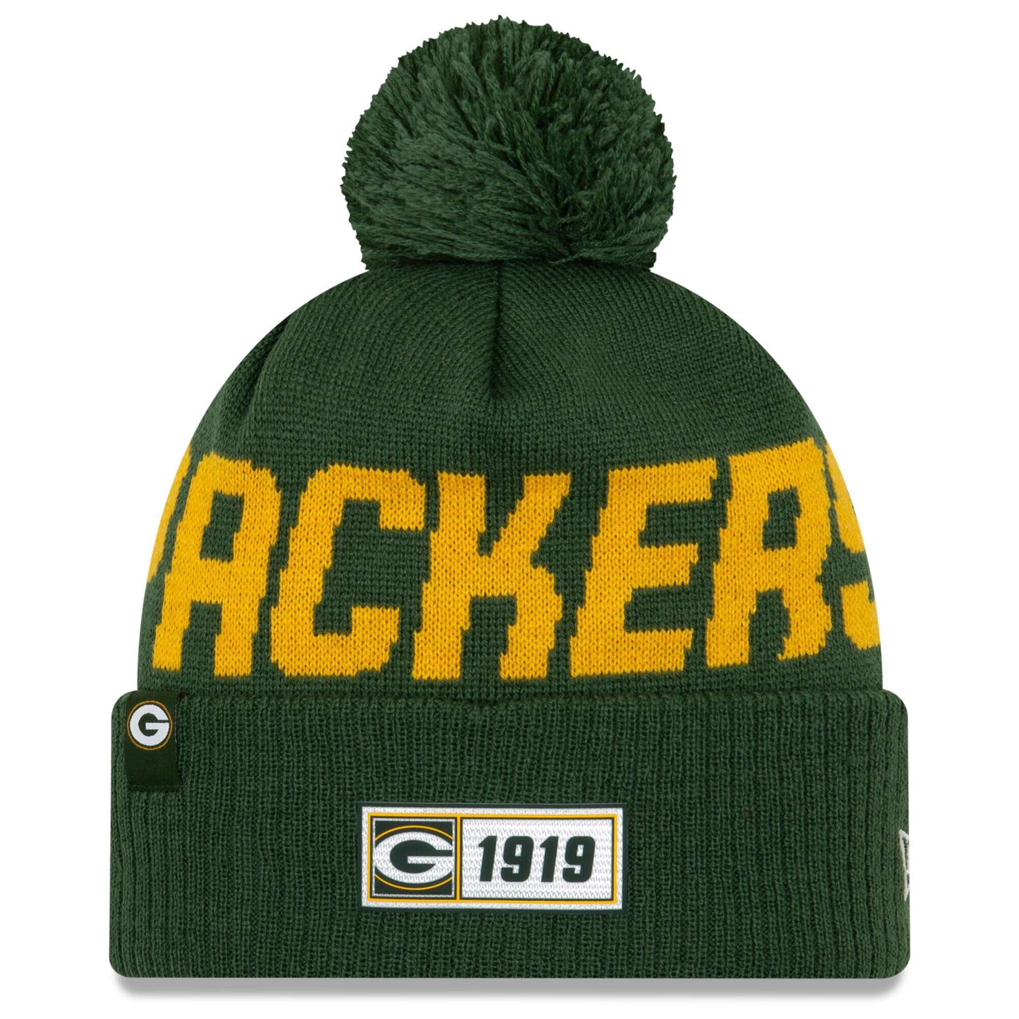 Green Bay Packers New Era NFL 2019 Sideline Road Knit Beanie - Green