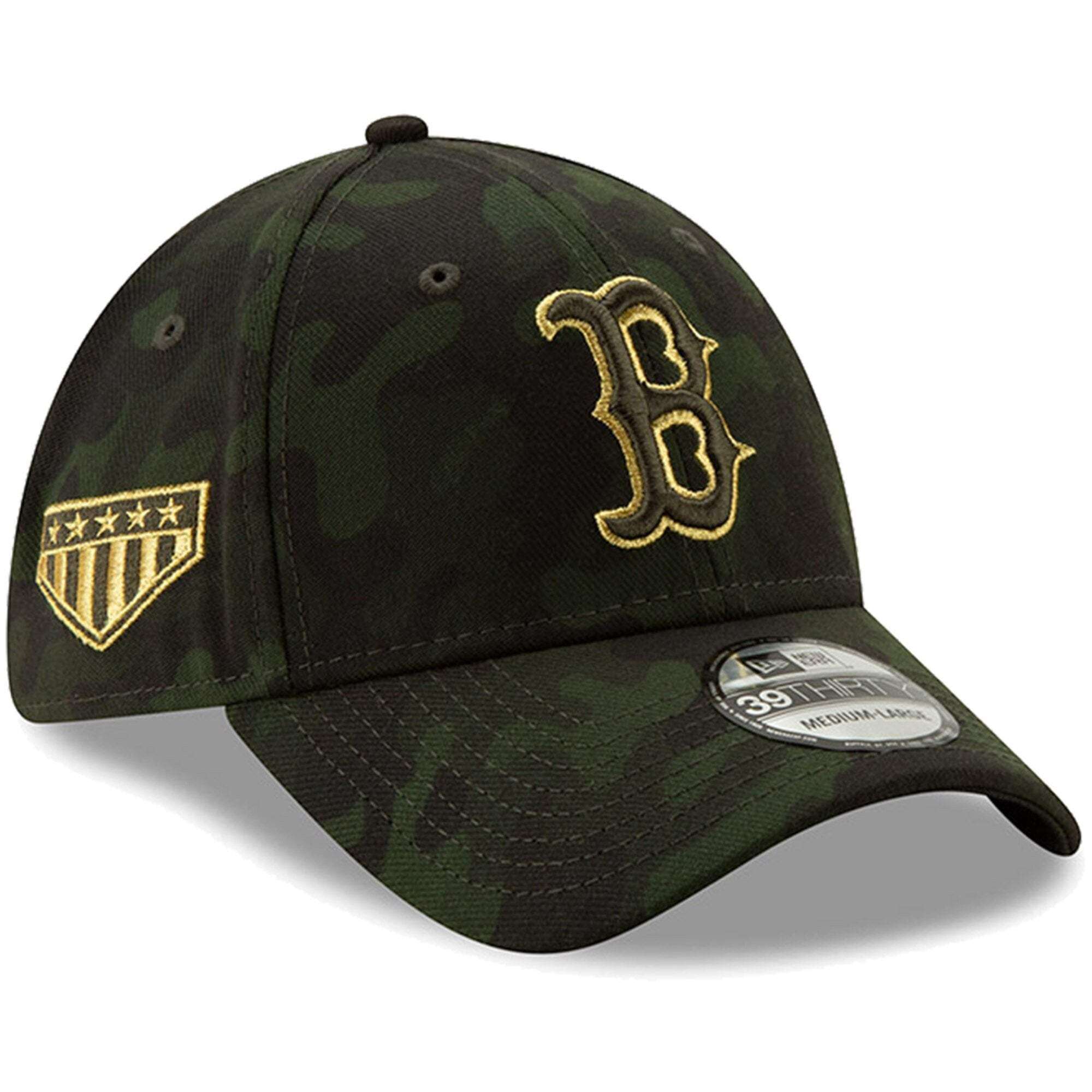 Boston Red Sox New Era MLB 2019 Armed Forces 39THIRTY Stretch Fit Curved Hat - Camo