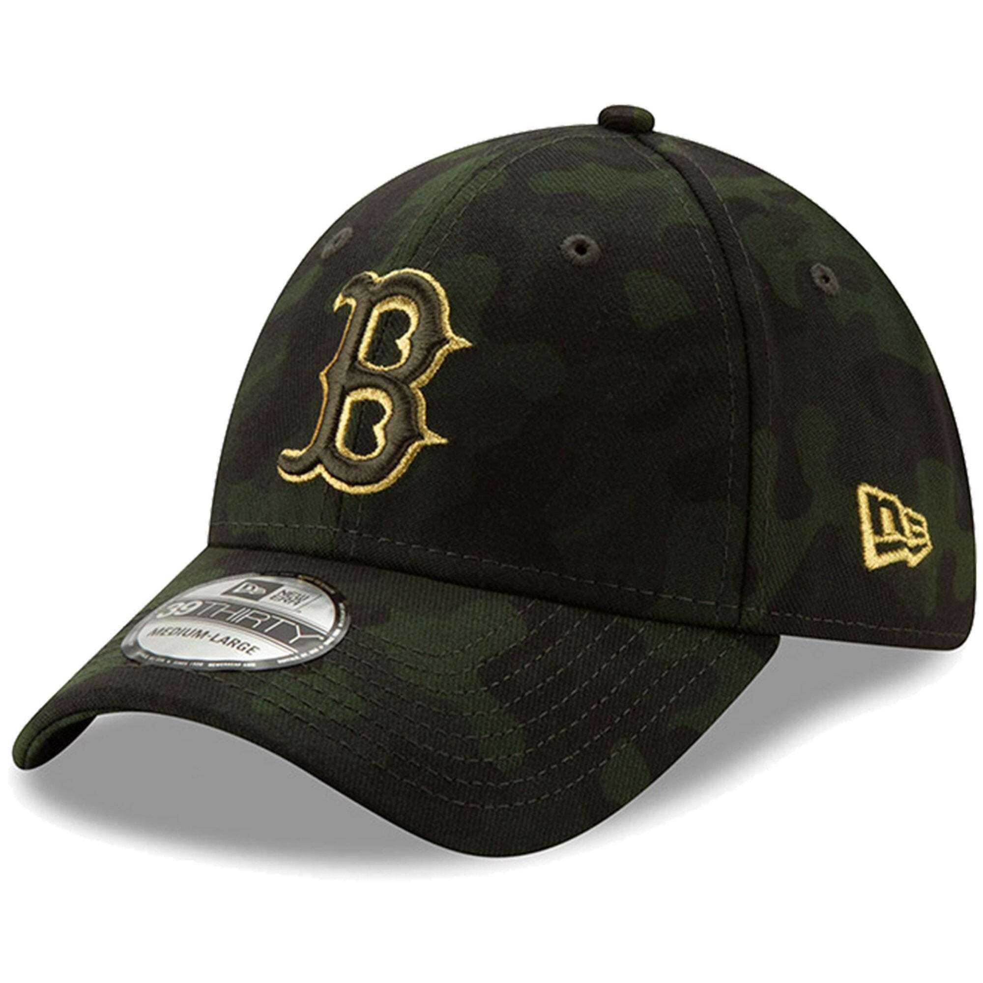 Boston Red Sox New Era MLB 2019 Armed Forces 39THIRTY Stretch Fit Curved Hat - Camo