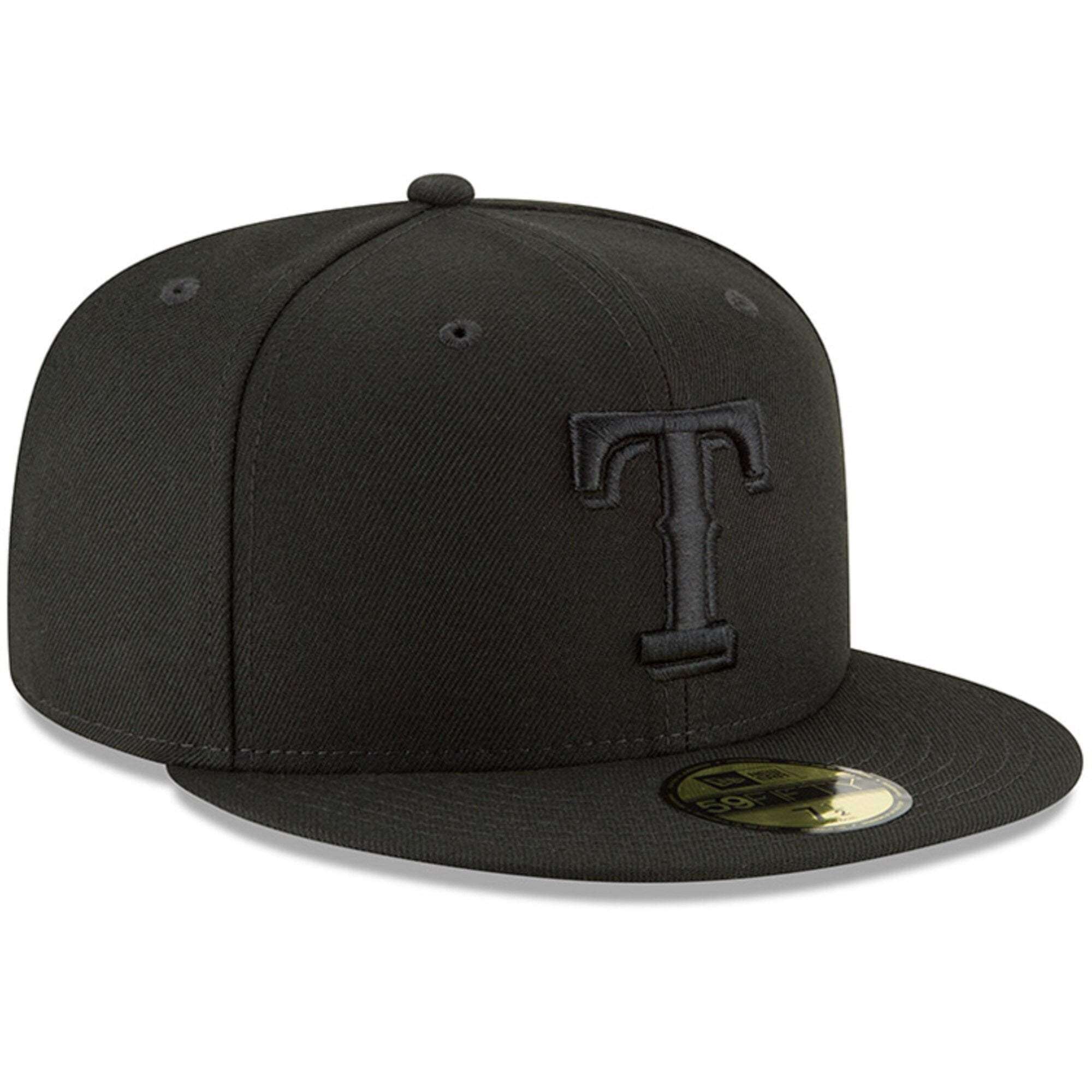 Texas Rangers New Era MLB Black On Black 59FIFTY Fitted Hat - Black