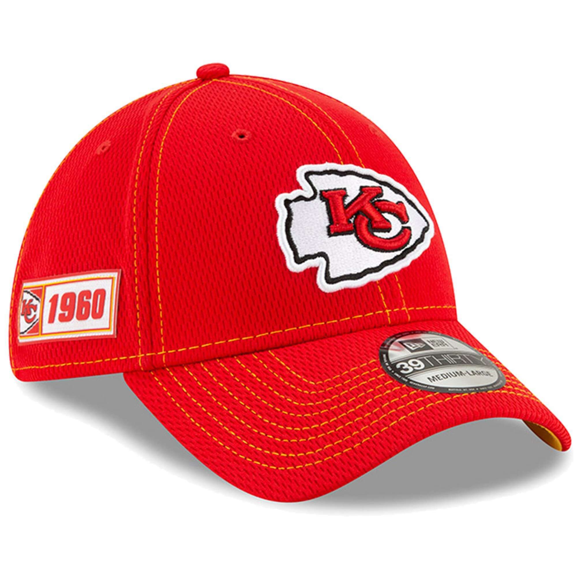 Kansas City Chiefs New Era NFL 2019 Sideline Road 39THIRTY Stretch-Fit Curve Hat - Red
