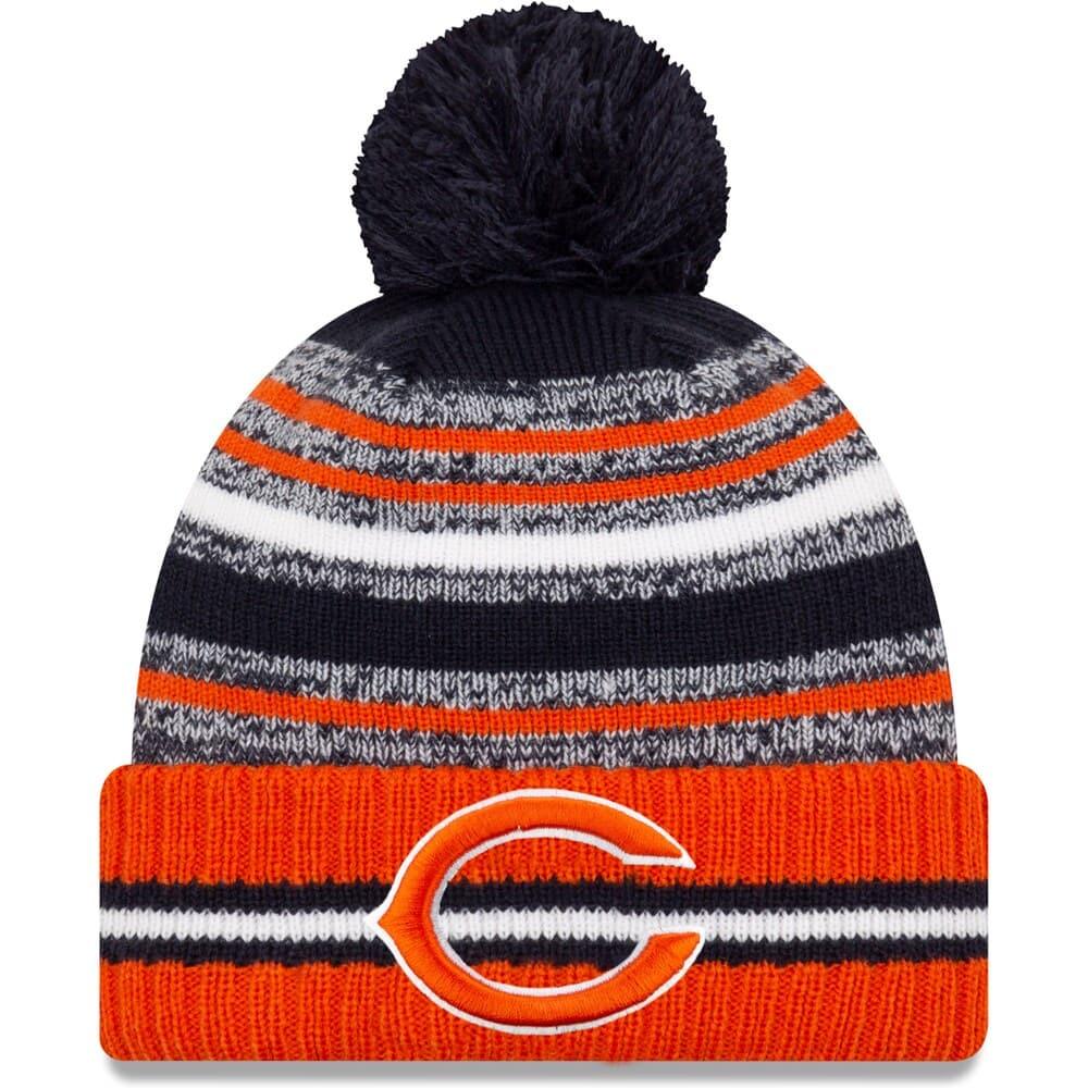 Chicago Bears New Era NFL 2021 Sideline Team Pom Knit Beanie - Navy