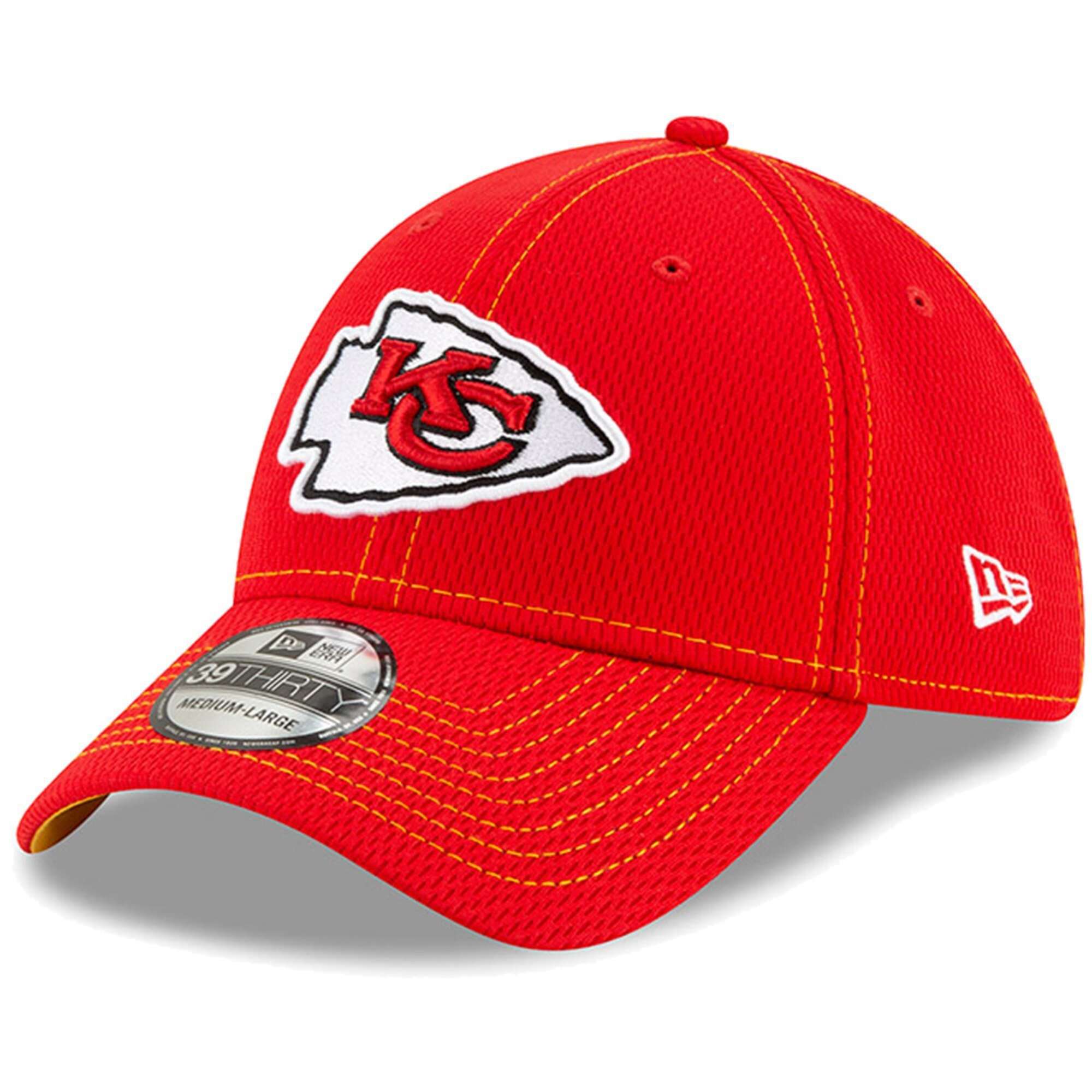 Kansas City Chiefs New Era NFL 2019 Sideline Road 39THIRTY Stretch-Fit Curve Hat - Red