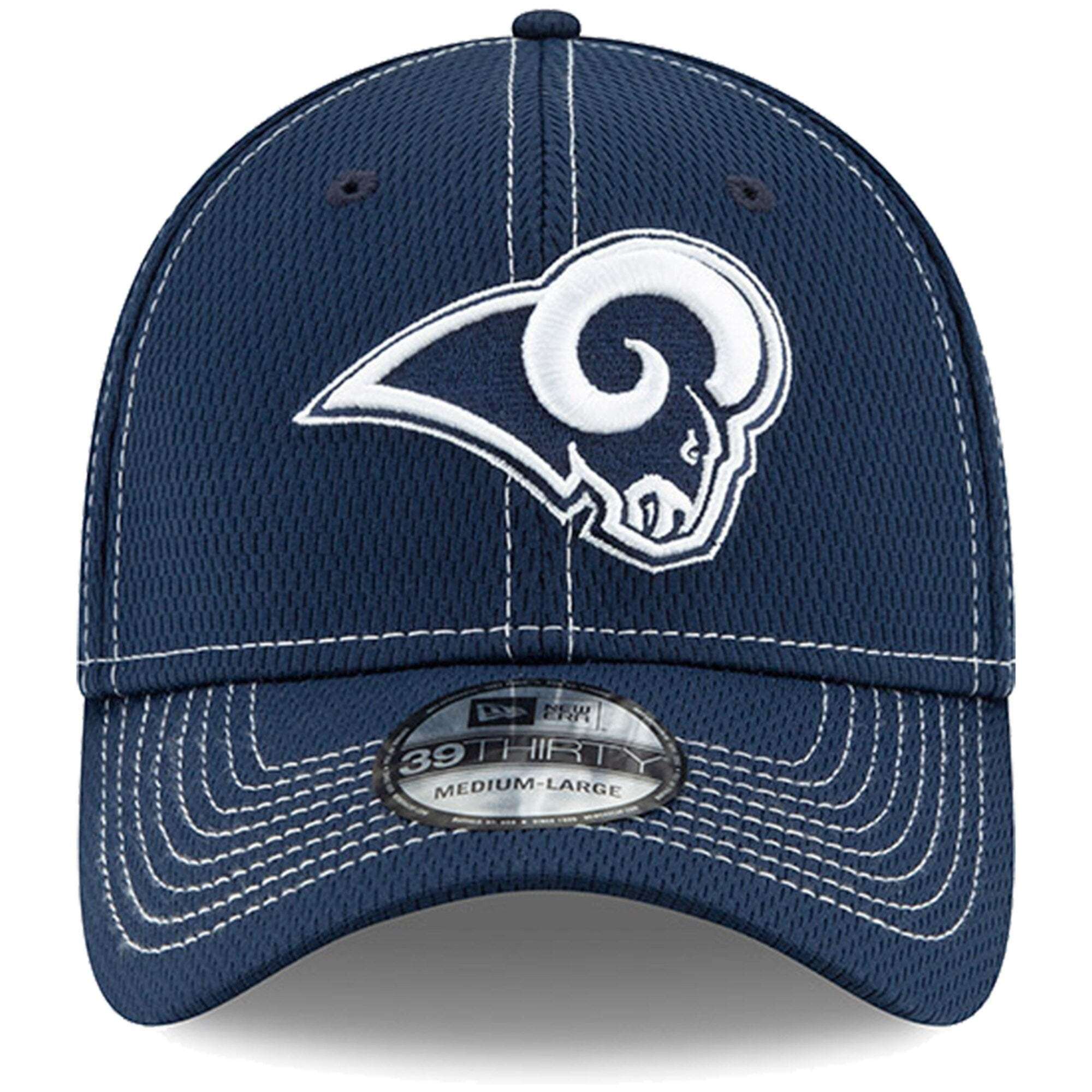 Los Angeles Rams New Era NFL 2019 Sideline Road 39THIRTY Stretch-Fit Curve Hat - Navy