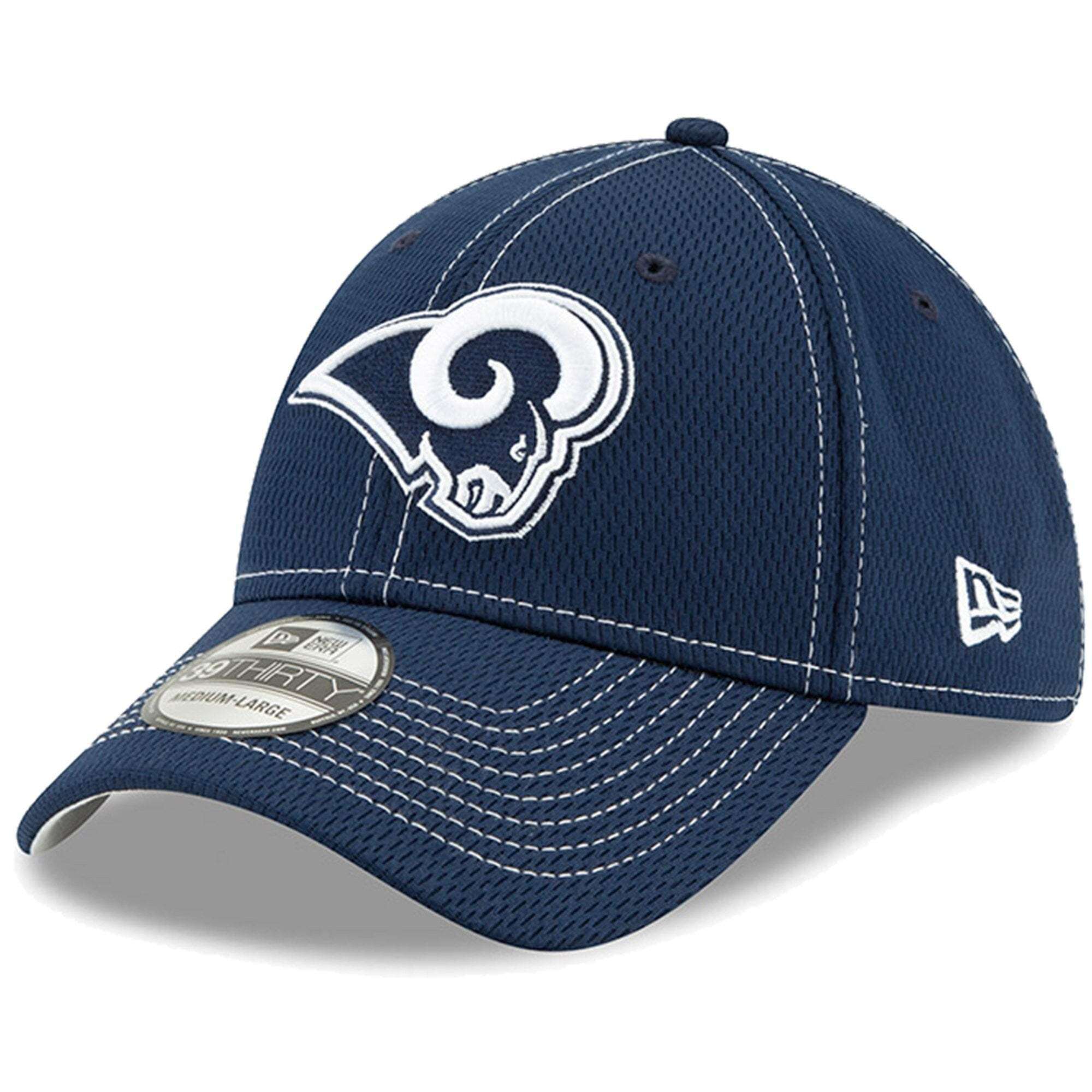 Los Angeles Rams New Era NFL 2019 Sideline Road 39THIRTY Stretch-Fit Curve Hat - Navy