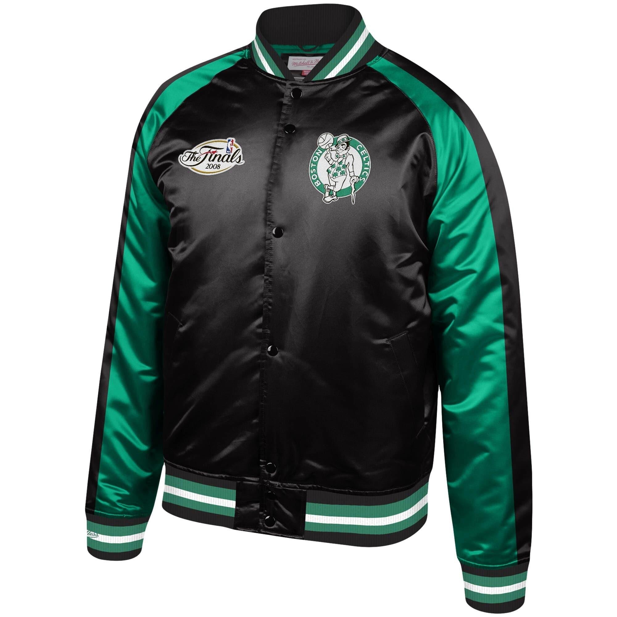 Boston Celtics Mitchell & Ness NBA Colour Blocked Satin Jacket - Black