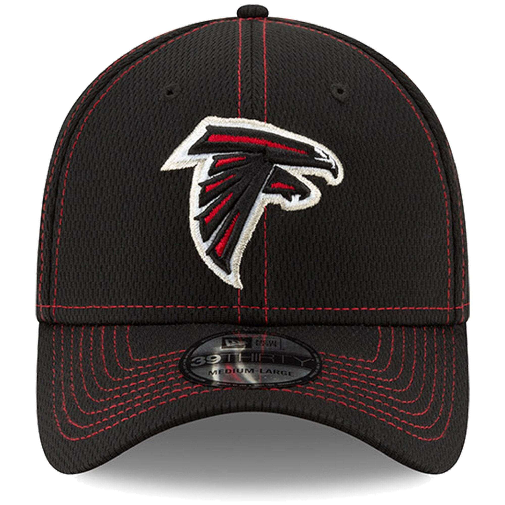 Atlanta Falcons New Era NFL 2019 Sideline Road 39THIRTY Stretch-Fit Curve Hat - Black