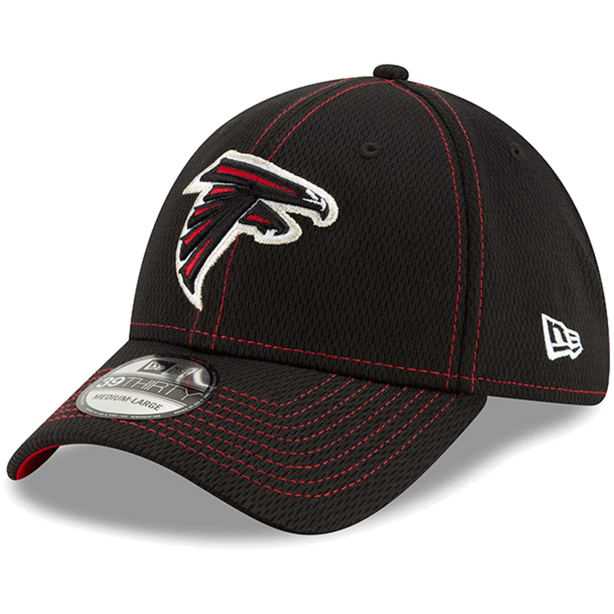 Atlanta Falcons New Era NFL 2019 Sideline Road 39THIRTY Stretch-Fit Curve Hat - Black