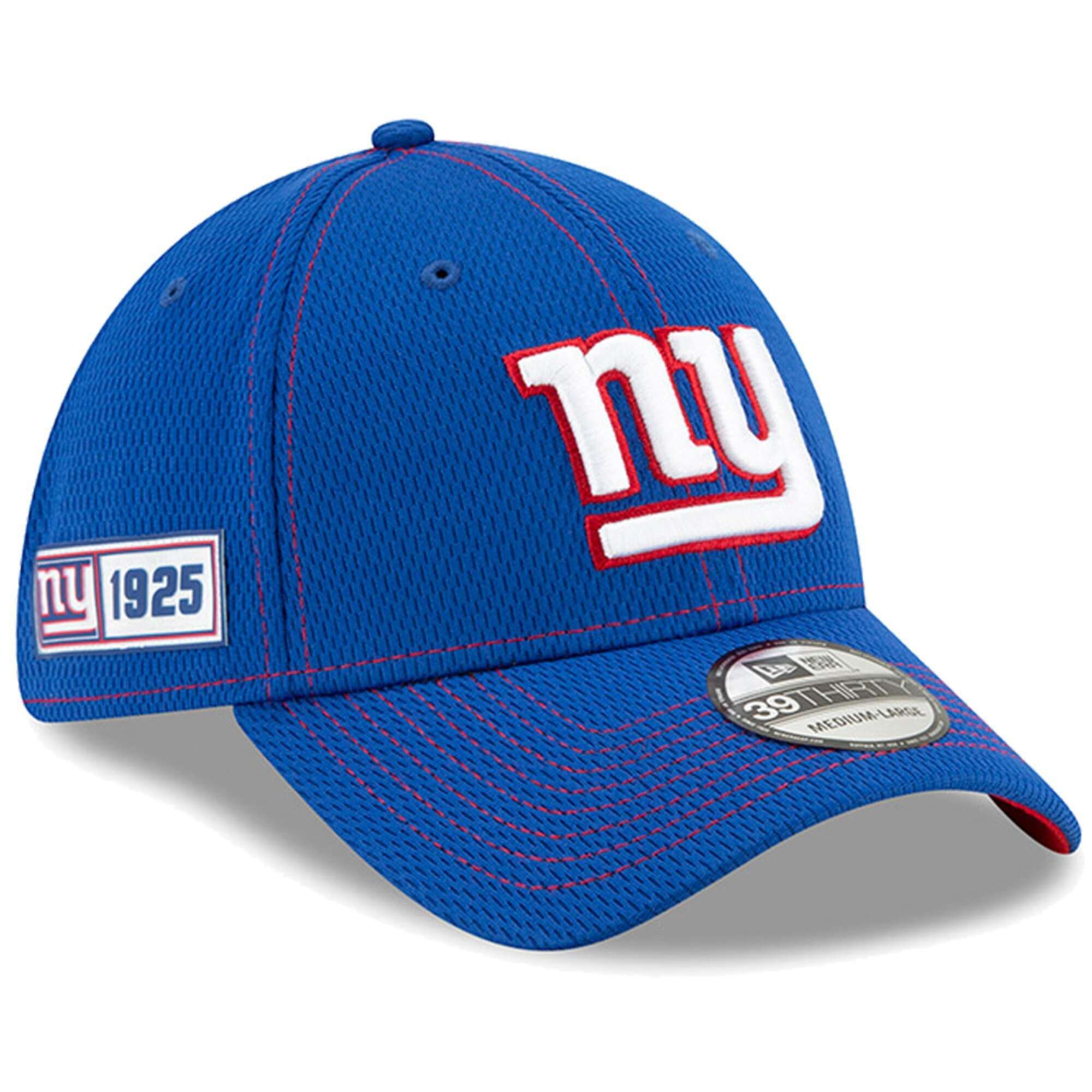 New York Giants New Era NFL 2019 Sideline Road 39THIRTY Stretch-Fit Curve Hat - Blue