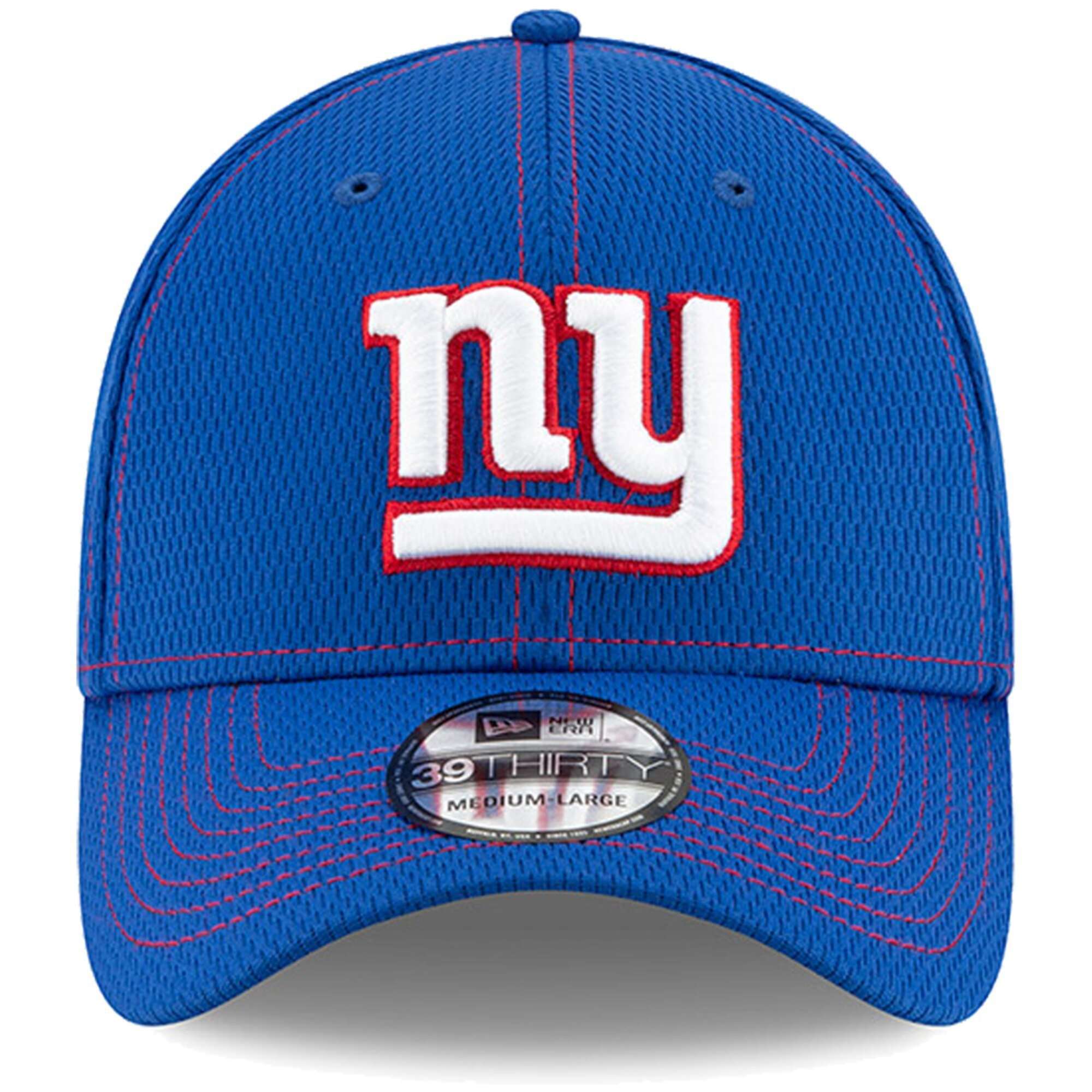 New York Giants New Era NFL 2019 Sideline Road 39THIRTY Stretch-Fit Curve Hat - Blue
