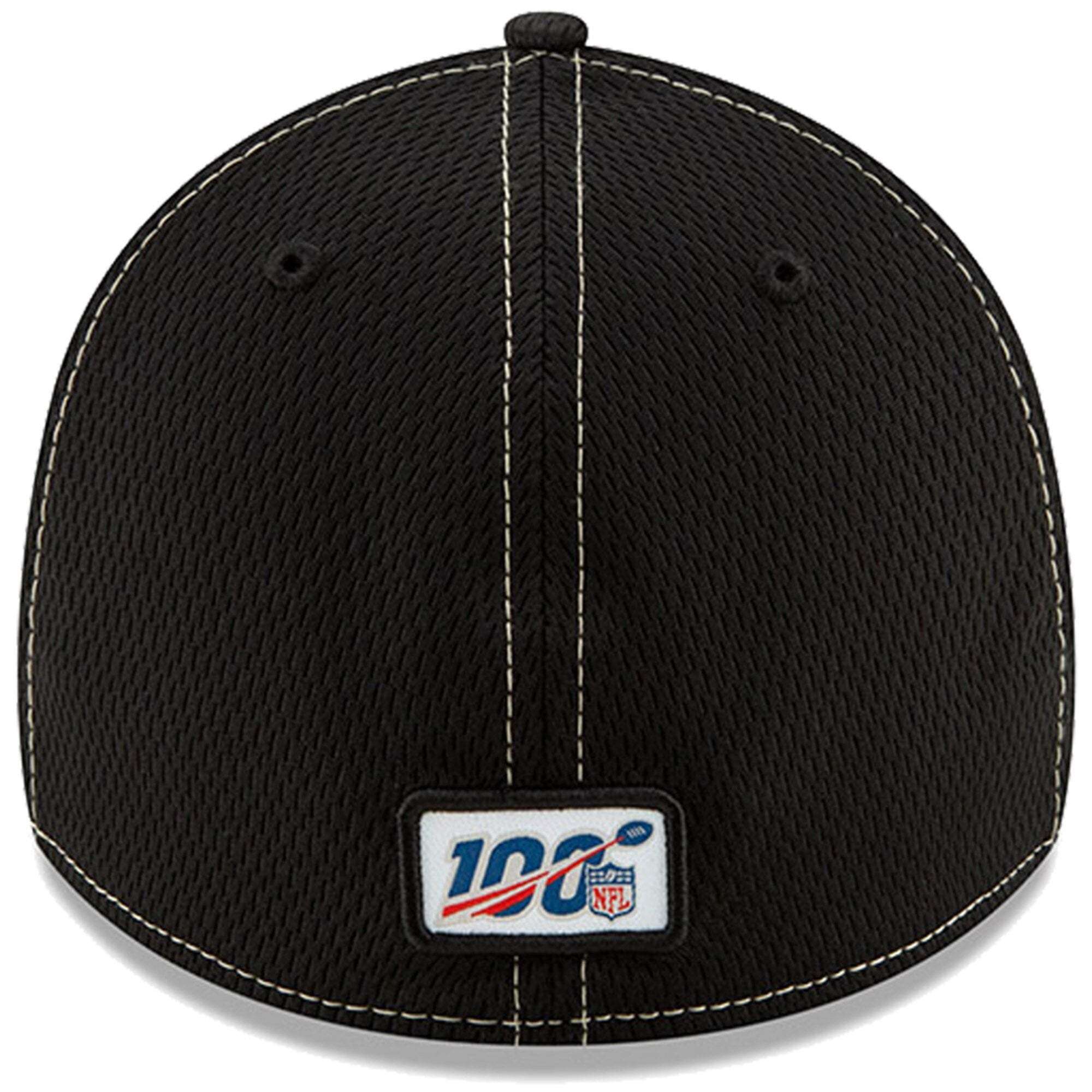 Oakland Raiders New Era NFL 2019 Sideline Road 39THIRTY Stretch-Fit Curve Hat - Black
