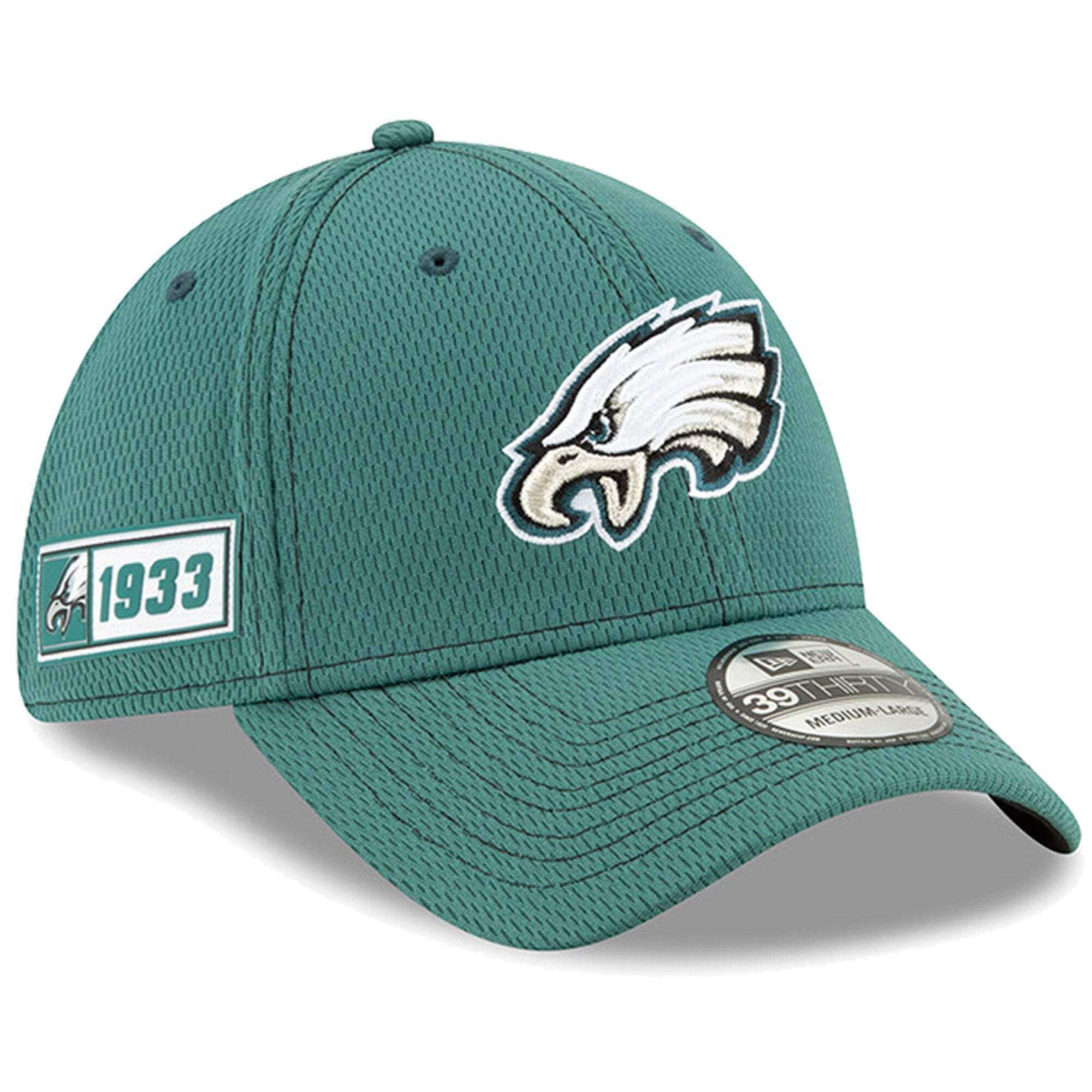 Philadelphia Eagles New Era NFL 2019 Sideline Road 39THIRTY Stretch-Fit Curve Hat - Green