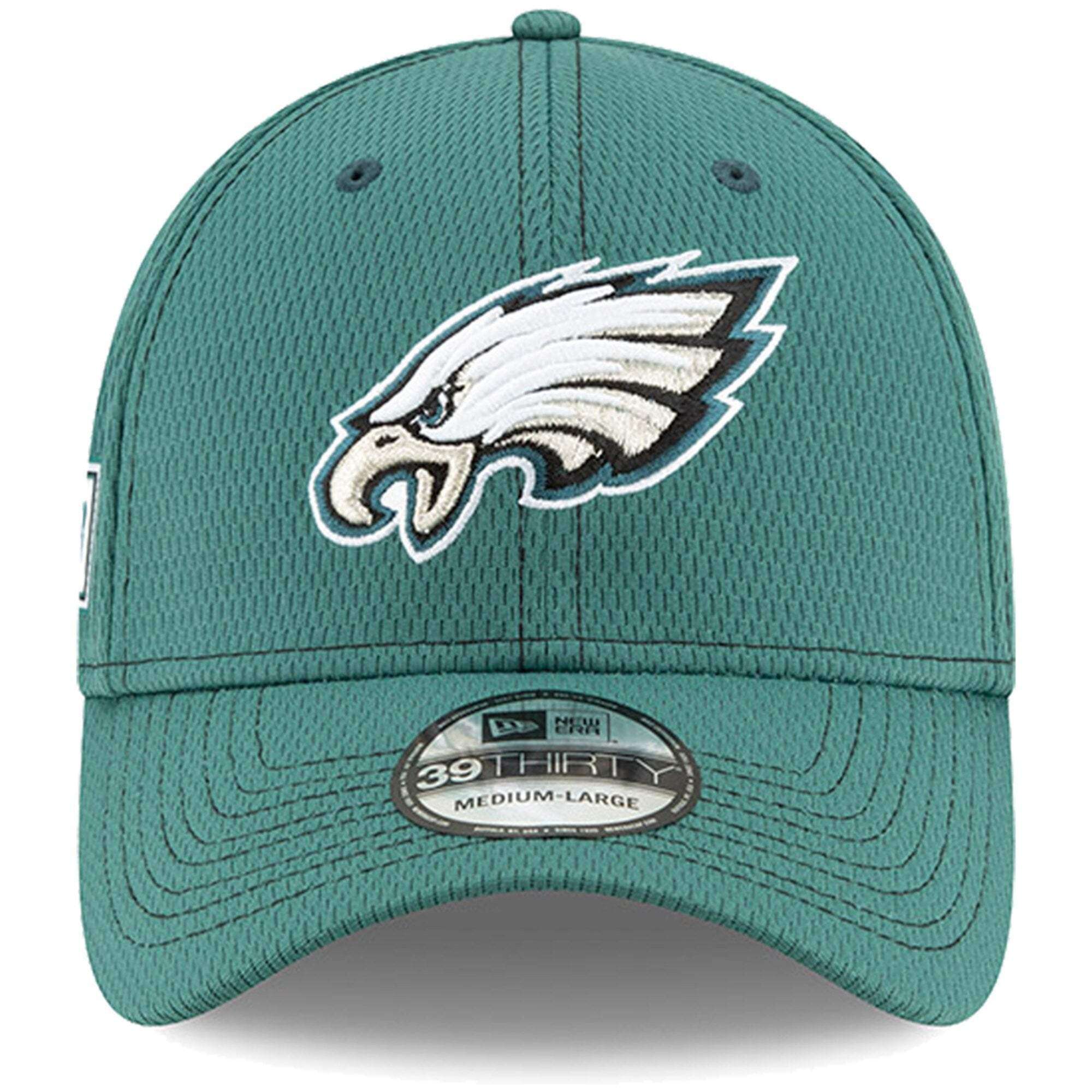 Philadelphia Eagles New Era NFL 2019 Sideline Road 39THIRTY Stretch-Fit Curve Hat - Green