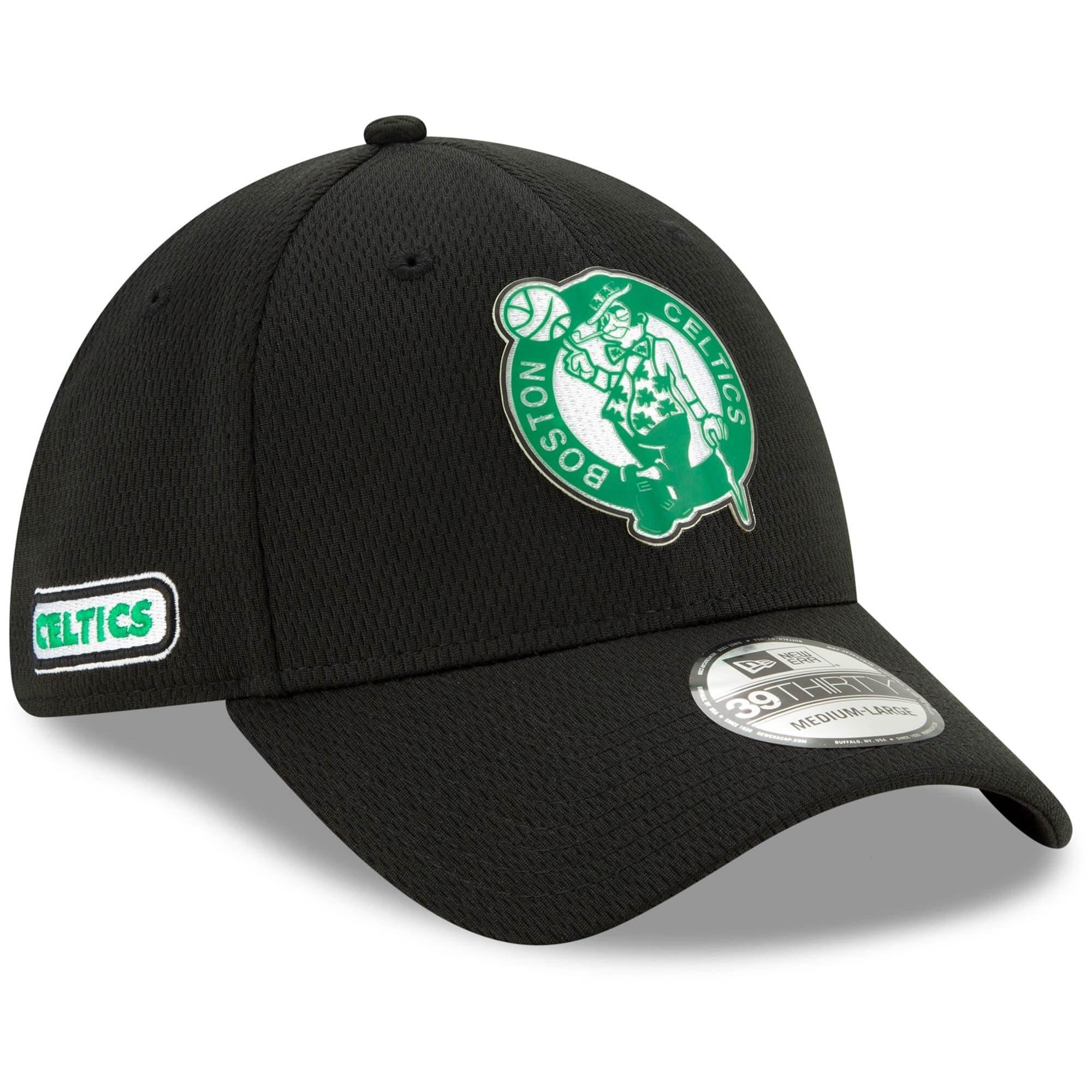Boston Celtics New Era NBA 2020 Back Half 39THIRTY Flex Fit Curve Hat - Black