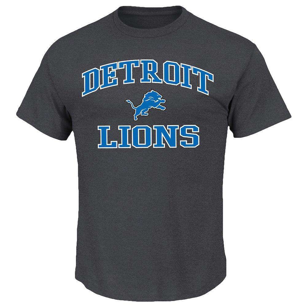 Detroit Lions Majestic NFL Heart & Soul T-Shirt - Charcoal