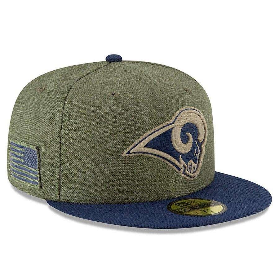 Los Angeles Rams New Era NFL 2018 Salute To Service 59FIFTY Fitted Hat - Olive