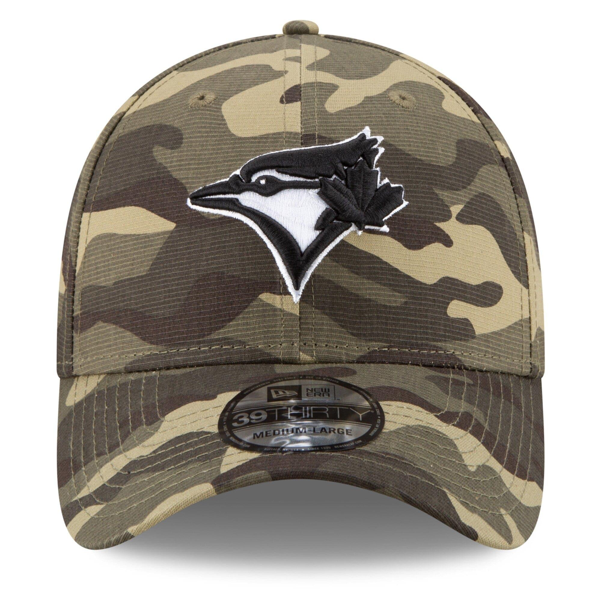 New Era Caps Toronto Blue Jays New Era MLB 2021 Armed Forces 39THIRTY Flex Fit Curve Hat - Camo
