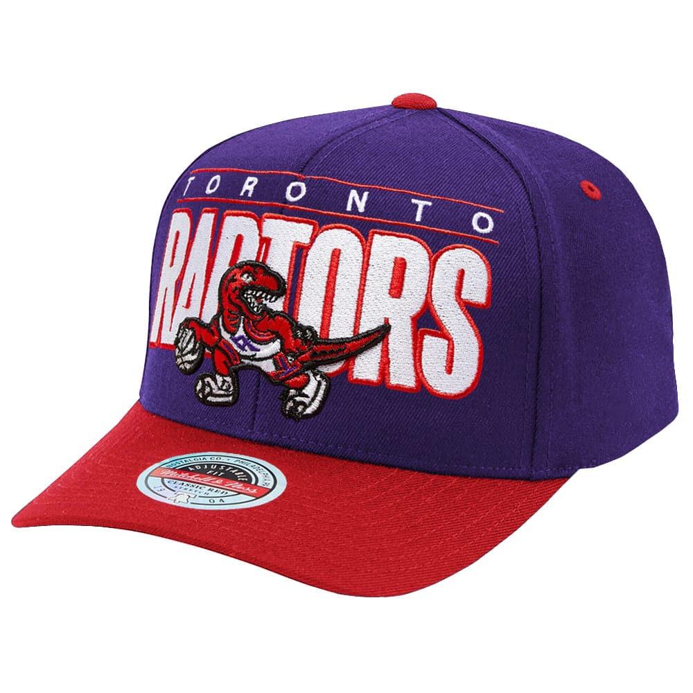 Mitchell And Ness Caps Toronto Raptors Mitchell & Ness NBA Billboard Classic Red Curve Snapback Hat - Purple