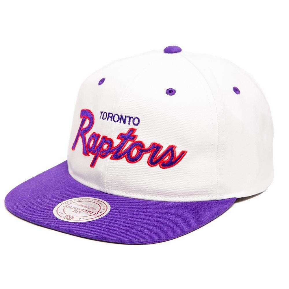 Mitchell And Ness Caps Toronto Raptors Mitchell & Ness NBA Retro Script Snapback Hat - White