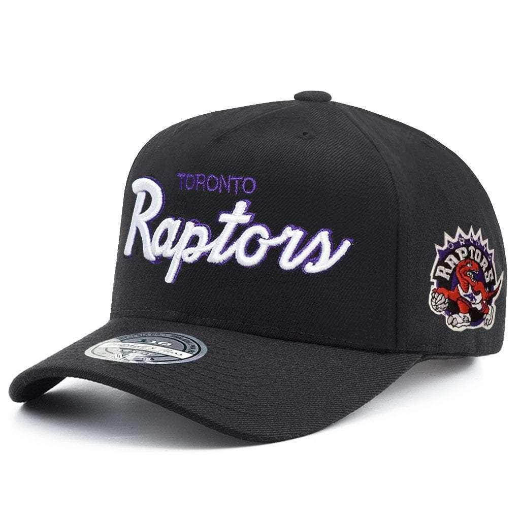 Mitchell And Ness Caps Toronto Raptors Mitchell & Ness NBA Script Pop 110 Curve Snapback Hat - Black