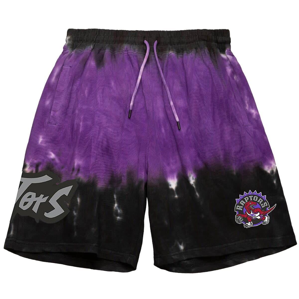 Mitchell And Ness Shorts Toronto Raptors Mitchell & Ness NBA Tie Dye Premium Terry Shorts - Purple