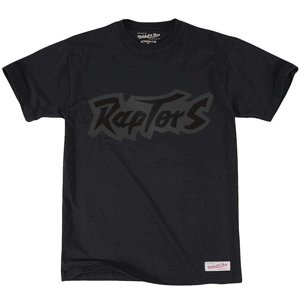 Mitchell And Ness T-Shirts Toronto Raptors Mitchell & Ness NBA Tonal Wordmark T-Shirt - Black