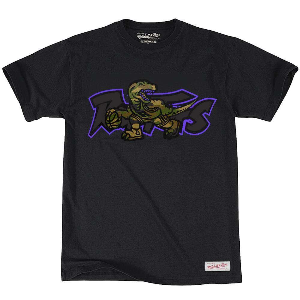 Mitchell And Ness T-Shirts Toronto Raptors Mitchell & Ness NBA Woodland Covert T-Shirt - Black