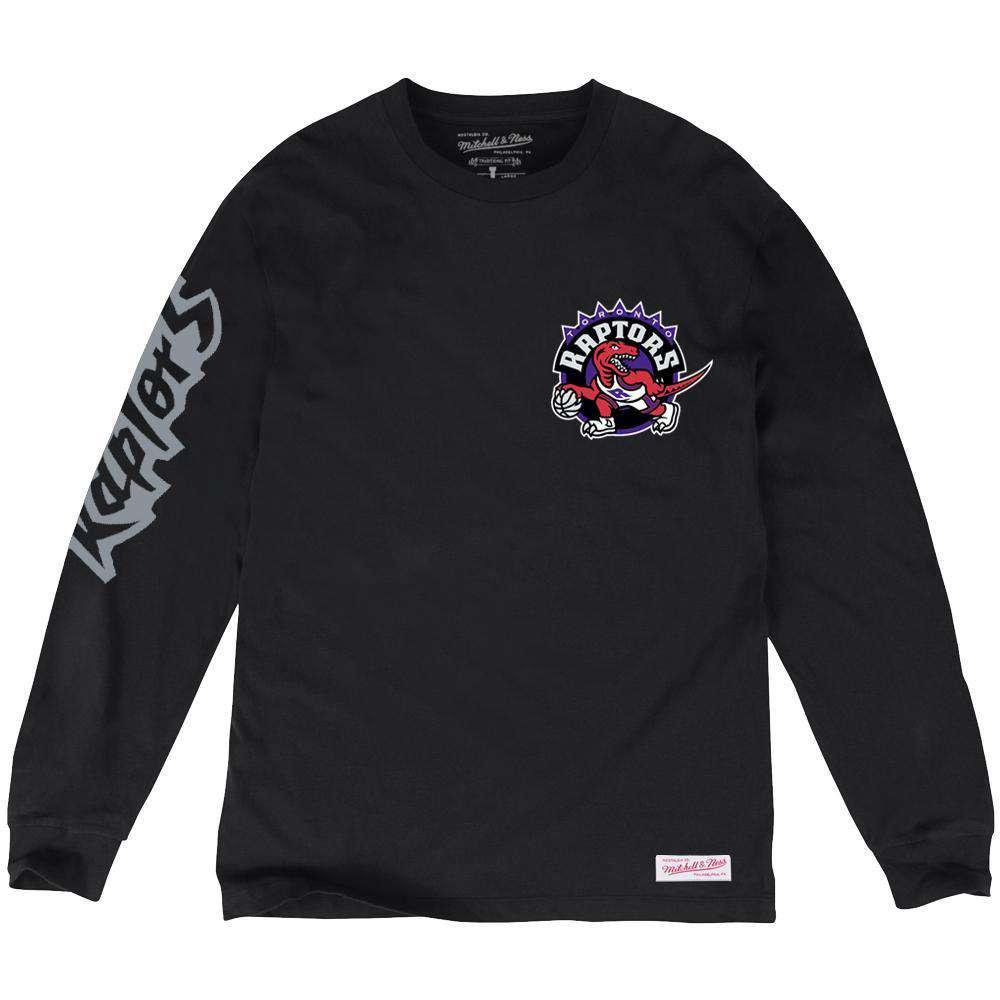 Mitchell And Ness Long Sleeve Tees Toronto Raptors Mitchell & Ness NBA Wordmark Long Sleeve T-Shirt - Black