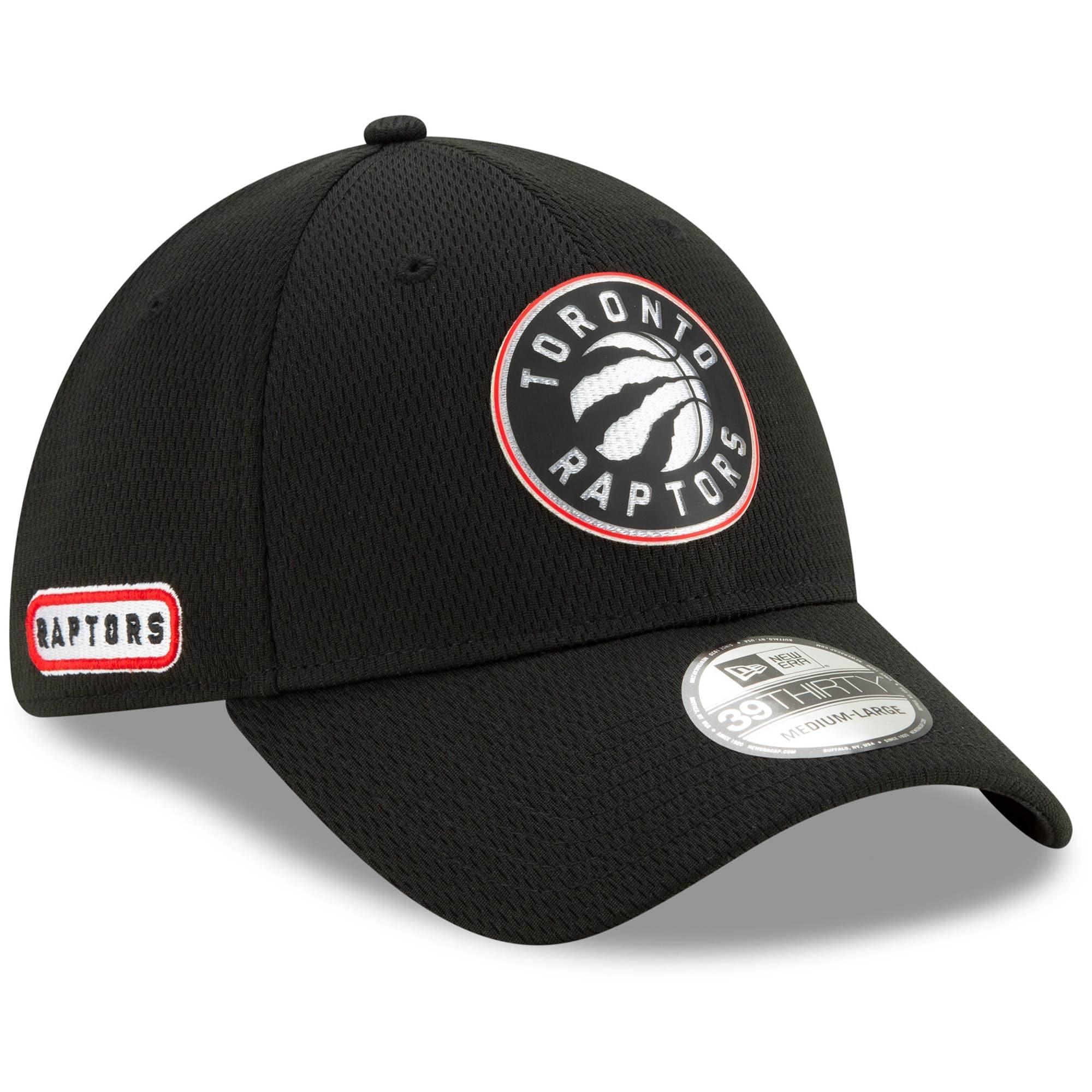 New Era Caps Toronto Raptors New Era NBA 2020 Back Half 39THIRTY Flex Fit Curve Hat - Black