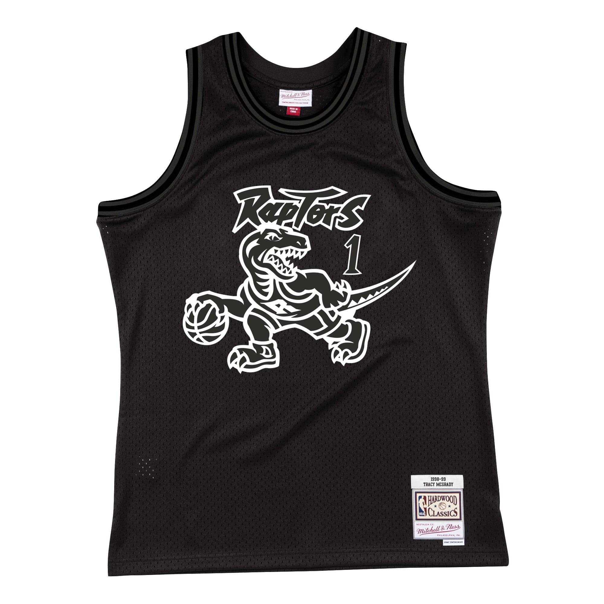 Mitchell And Ness Jerseys Tracy McGrady Toronto Raptors Mitchell & Ness NBA White Logo Swingman Jersey - Black