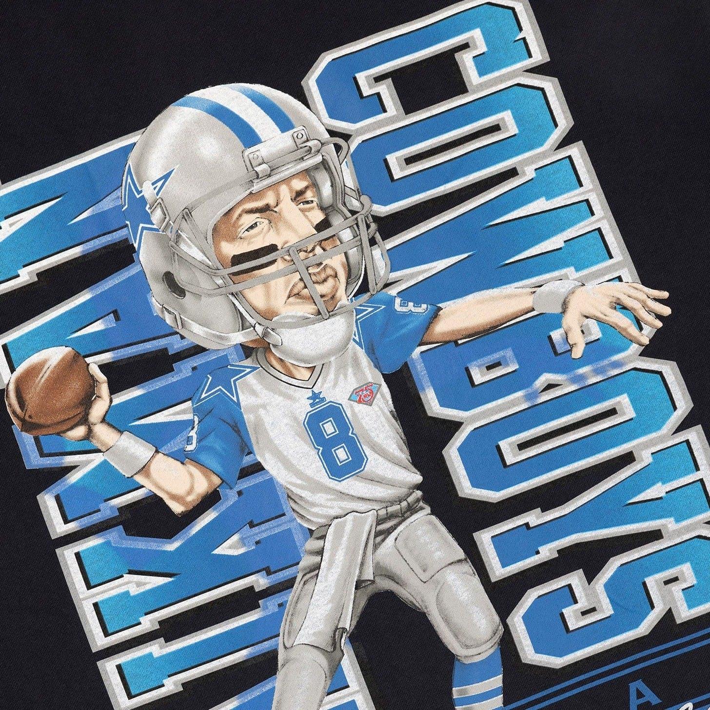 Mitchell And Ness T-Shirts Troy Aikman Dallas Cowboys Mitchell & Ness NFL Caricature Vintage T-Shirt - Black