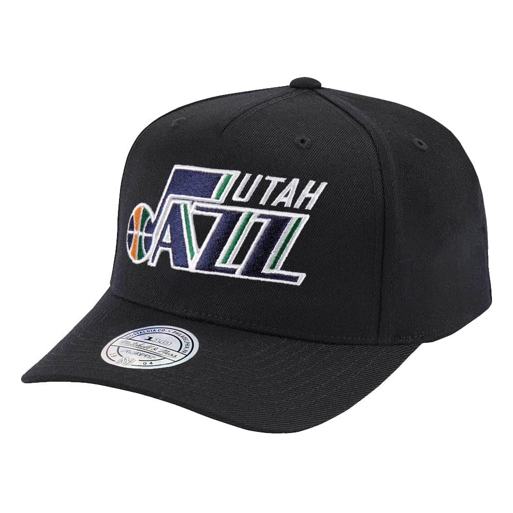 Mitchell And Ness Caps Utah Jazz Mitchell & Ness NBA 110 Alt Team Logo Curve Snapback Hat - Black