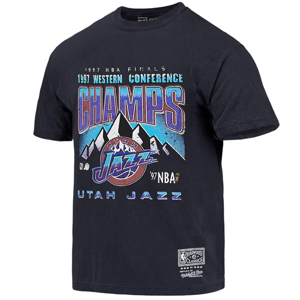 Mitchell And Ness T-Shirts Utah Jazz Mitchell & Ness NBA 97 Conf Champs Vintage T-Shirt - Faded Black